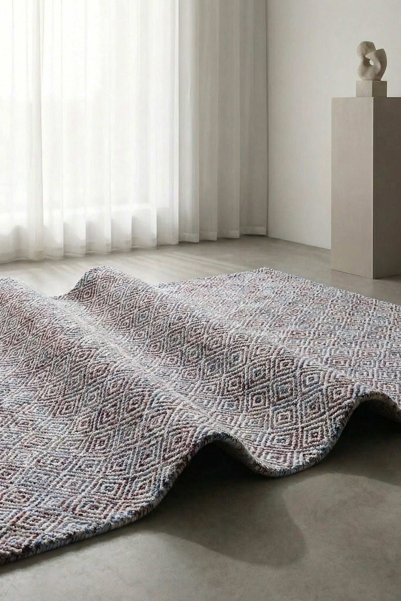 Jaipur Rugs Soft Diamond 6X9 Feet Rug| Deep Red & Undyed White Hand Knotted Dhurrie Carpet For Living Room