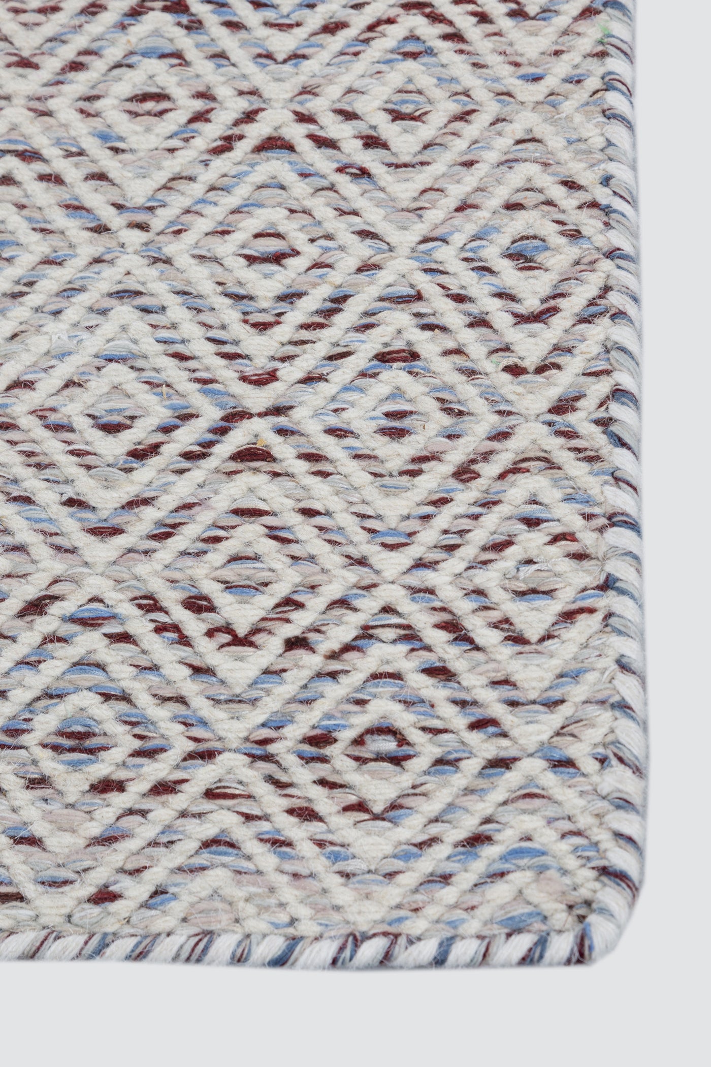 Jaipur Rugs Soft Diamond 6X9 Feet Rug| Deep Red & Undyed White Hand Knotted Dhurrie Carpet For Living Room