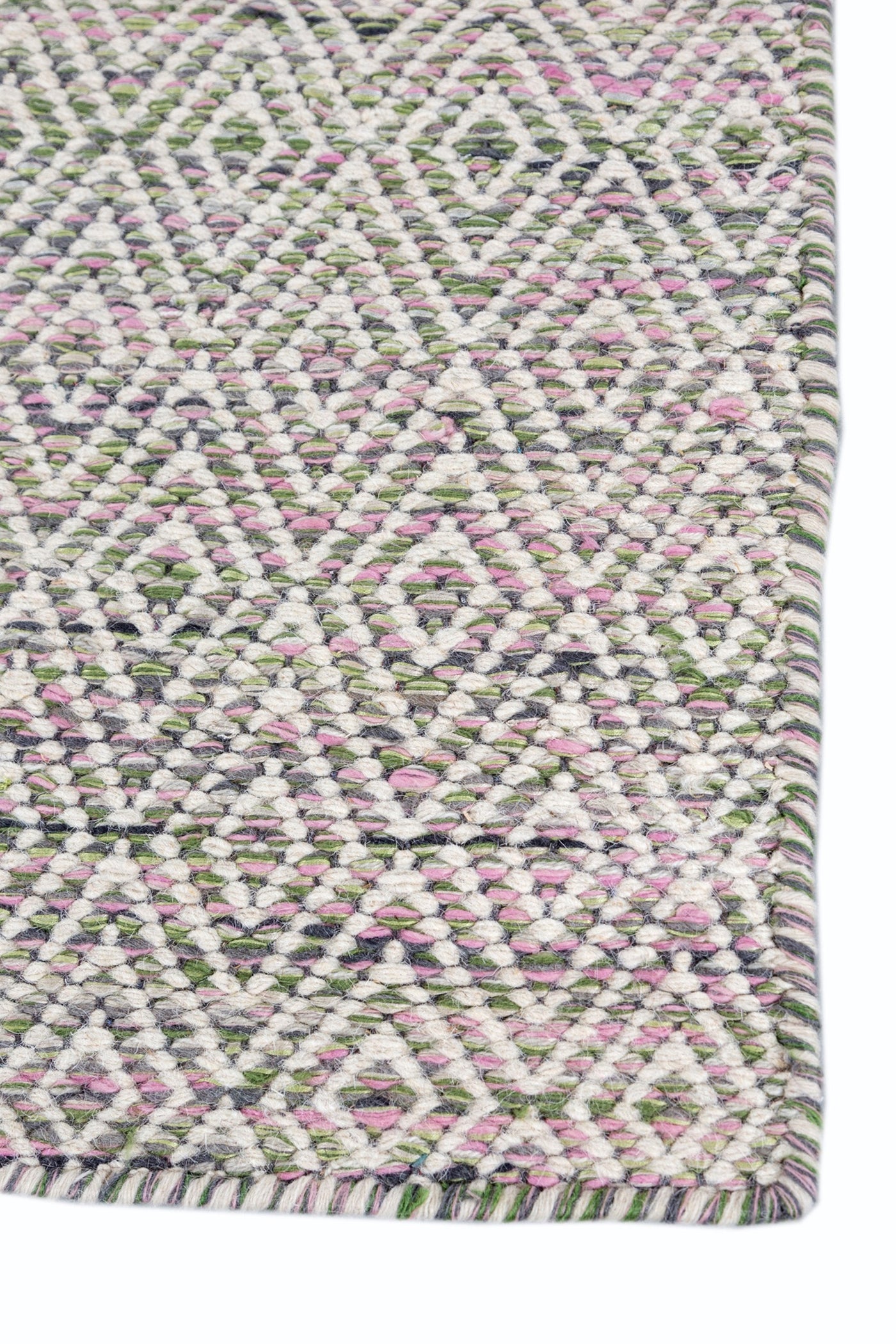 Jaipur Rugs Soft Diamond 6X9 Feet Rug| Pink & Undyed White Hand Knotted Dhurrie Carpet For Living Room