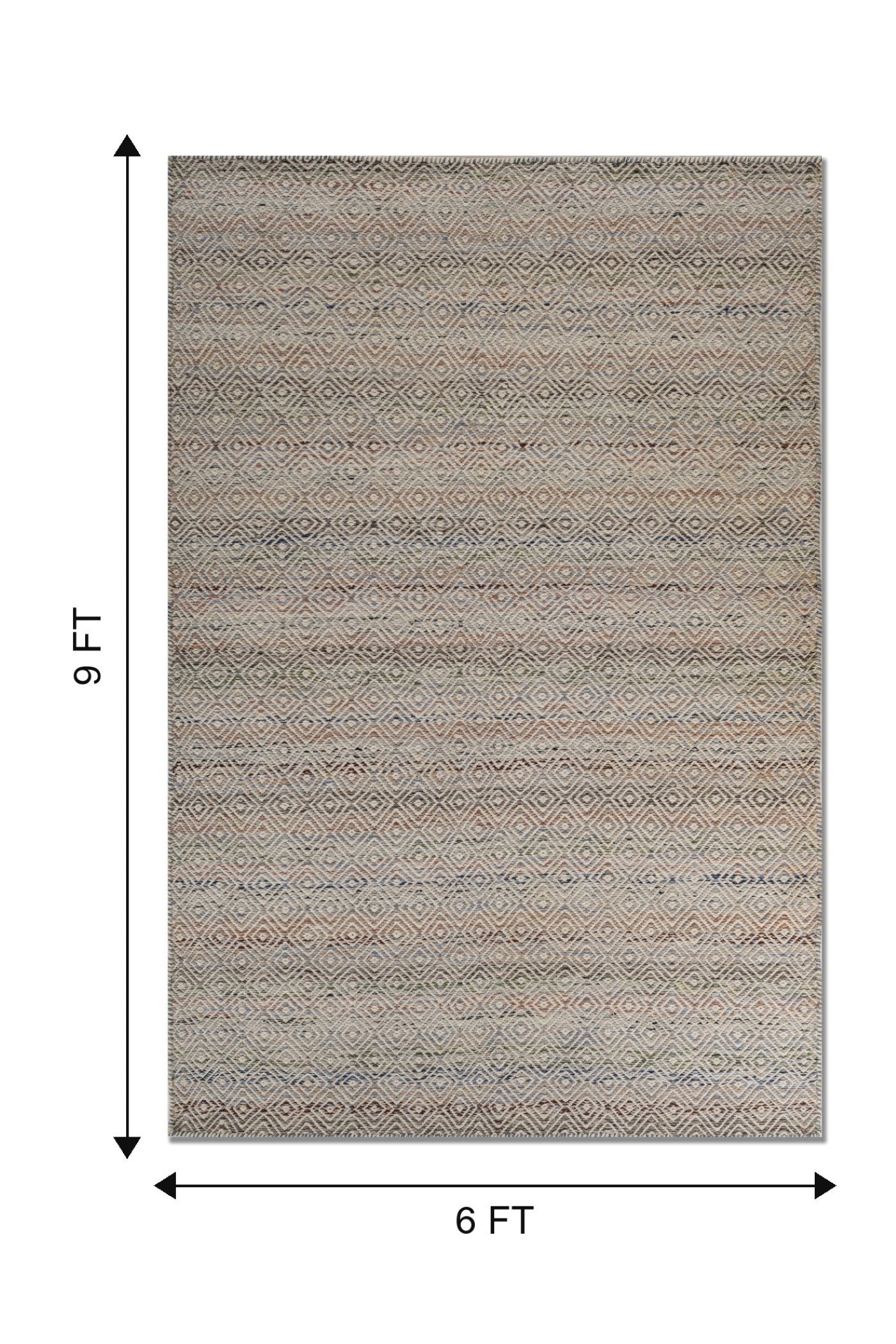 Jaipur Rugs Soft Diamond 6X9 Feet Rug| Ocean Blue & Undyed White Hand Knotted Dhurrie Carpet For Living Room