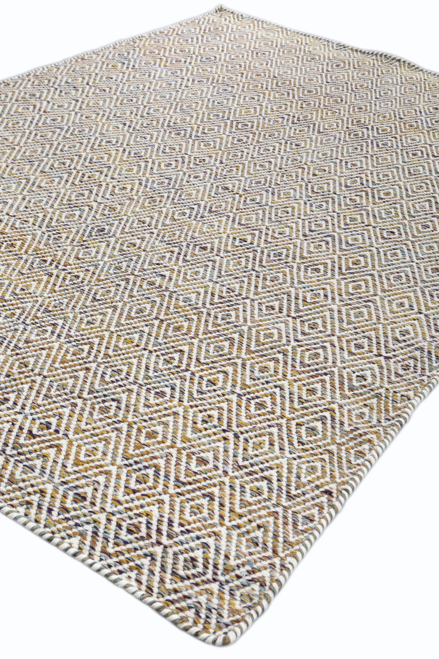 Jaipur Rugs Soft Diamond 6X9 Feet Rug| Continental Plum & Undyed White Hand Knotted Dhurrie Carpet For Living Room