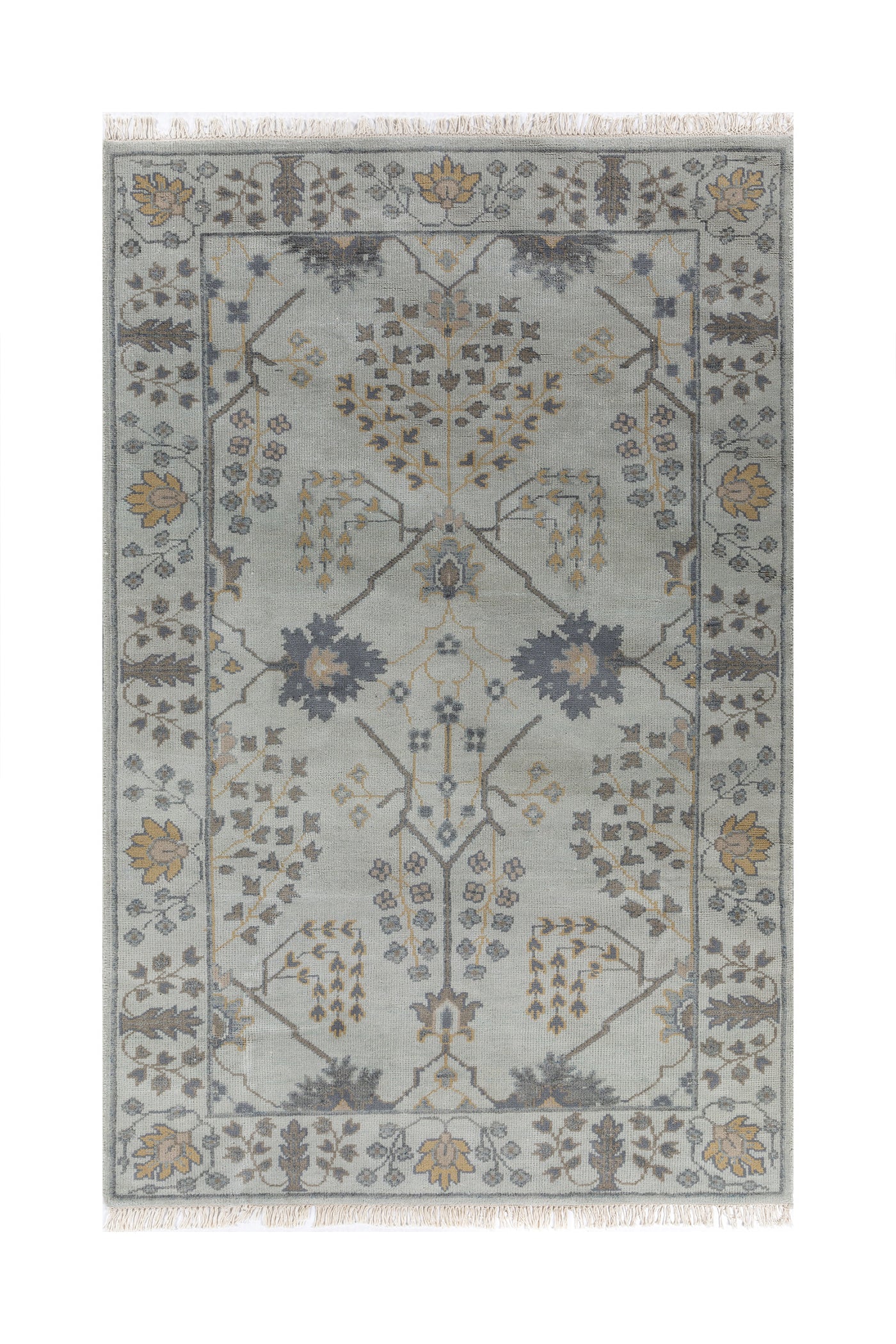 Jaipur Rugs Soft Traditional 5X8 Feet Rug| BlueBell & Platinum Hand Knotted Rug Carpet For Living Room