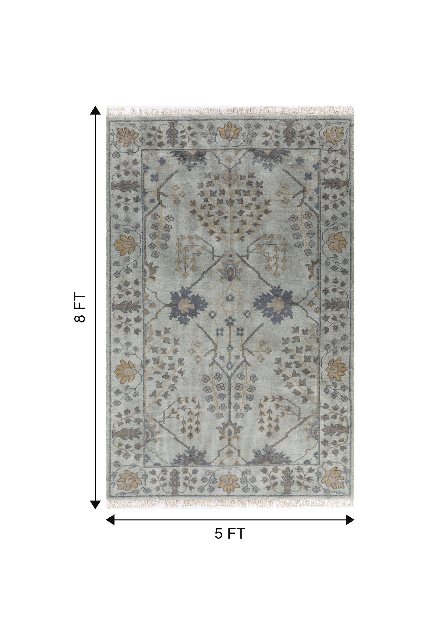Jaipur Rugs Soft Traditional 5X8 Feet Rug| BlueBell & Platinum Hand Knotted Rug Carpet For Living Room
