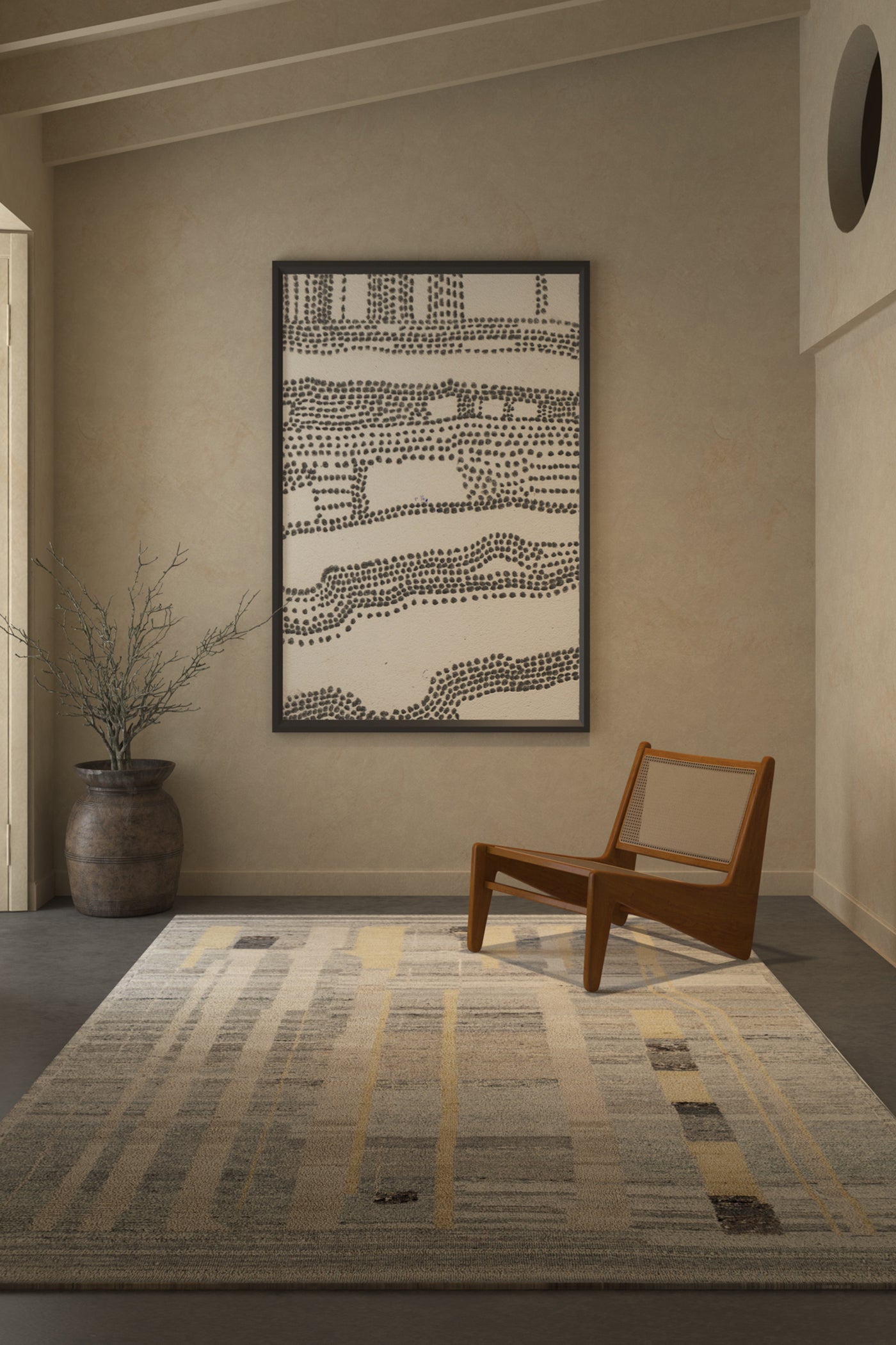 Jaipur Rugs Soft Geometric 5X8 Feet Rug| Natural Gray Hand Knotted Rug Carpet For Living Room