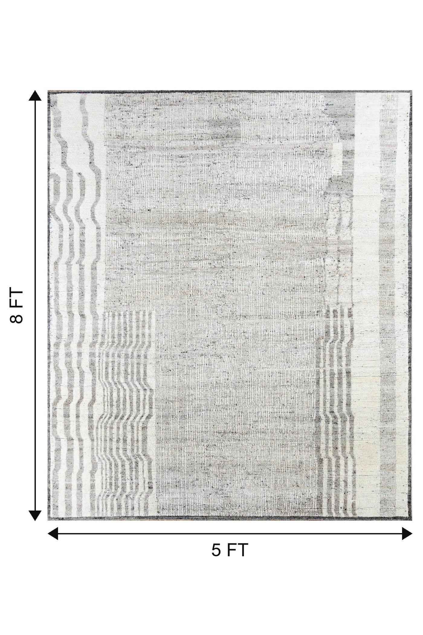 Jaipur Rugs Soft Textured 5X8 Feet Rug| Natural Beige & Natural Gray Hand Knotted Rug Carpet For Living Room