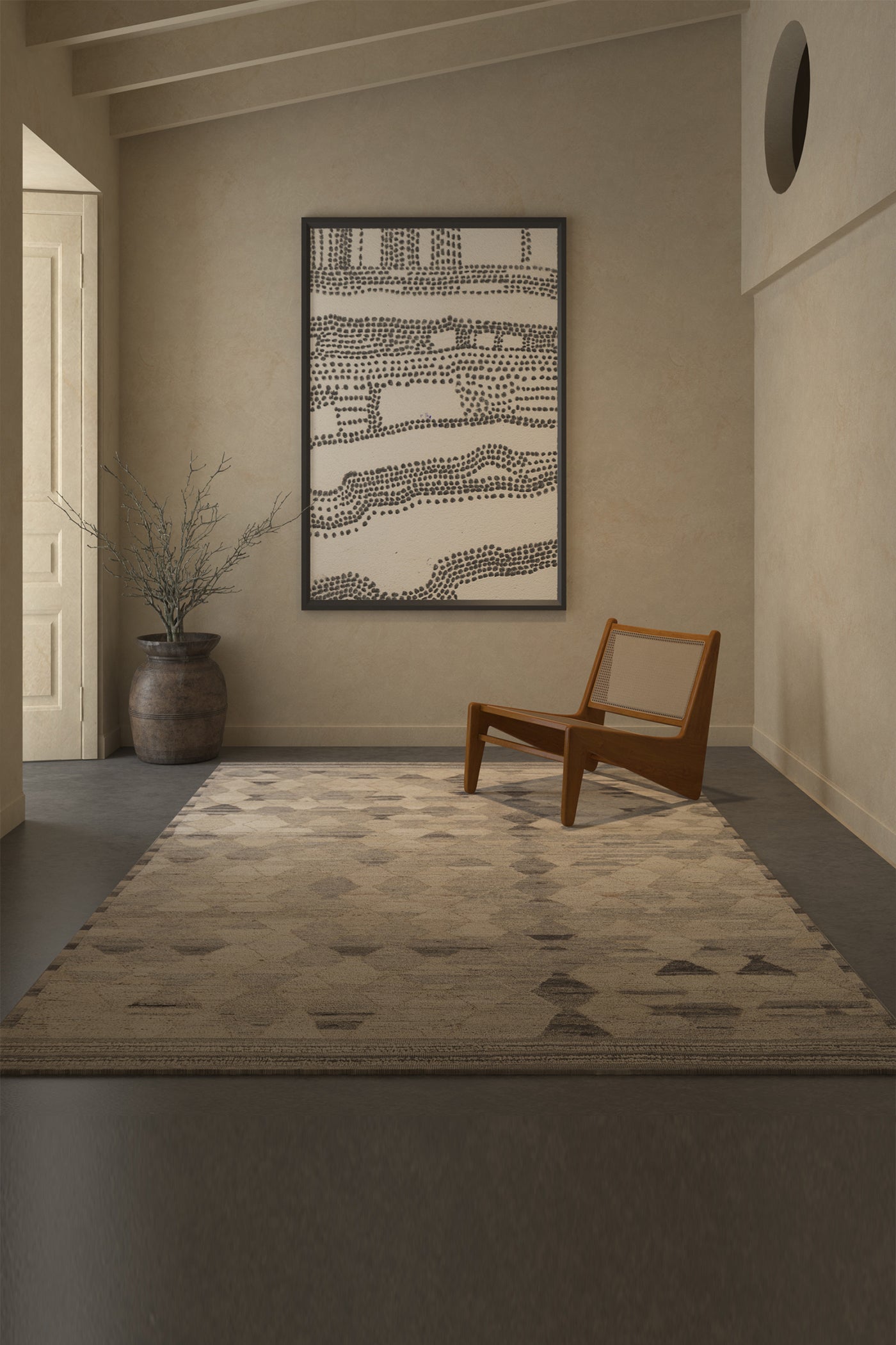 Jaipur Rugs Soft abstract 5X8 Feet Rug| Medium Taupe & Cloud White Hand Knotted Rug Carpet For Living Room