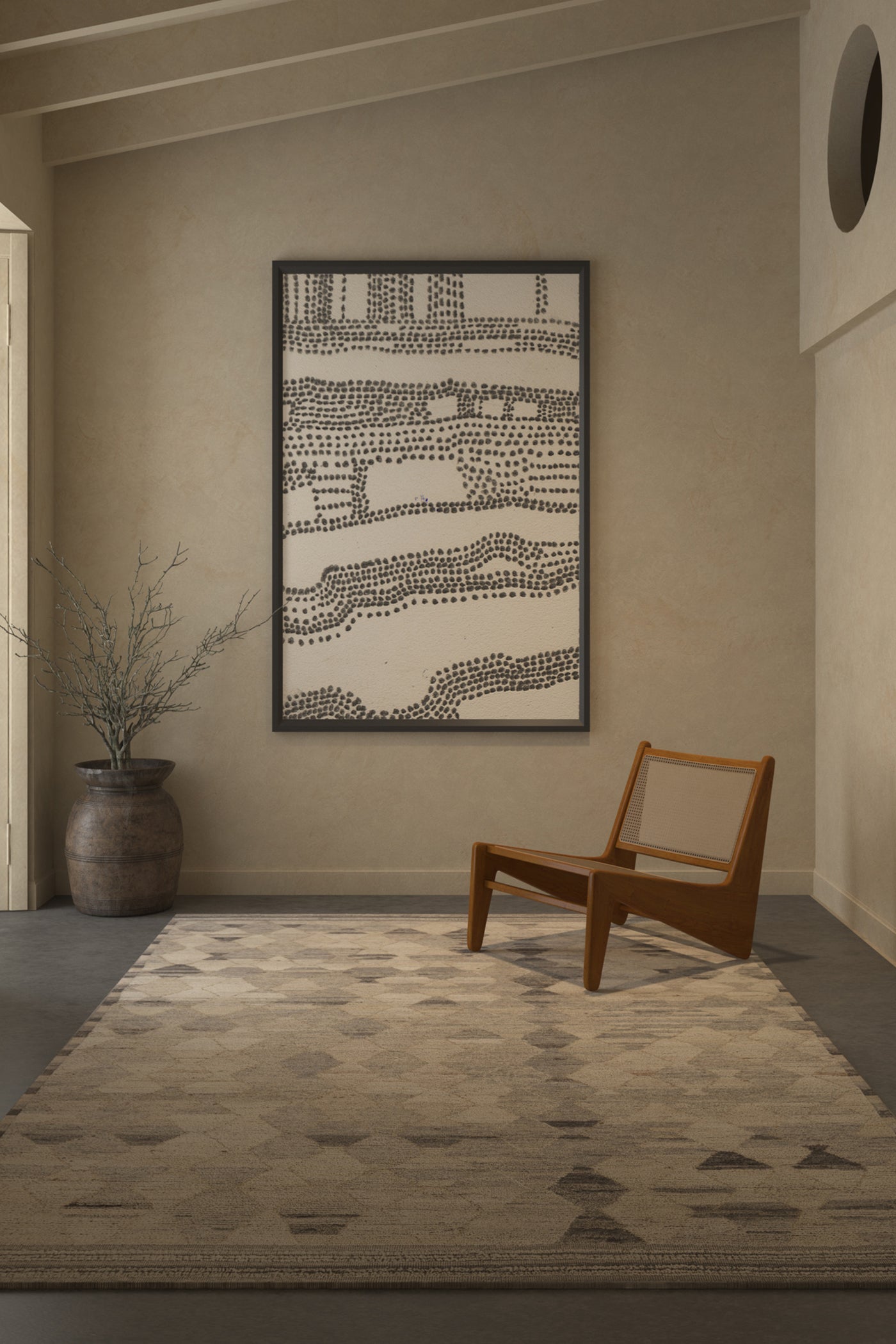 Jaipur Rugs Soft abstract 5X8 Feet Rug| Medium Taupe & Cloud White Hand Knotted Rug Carpet For Living Room
