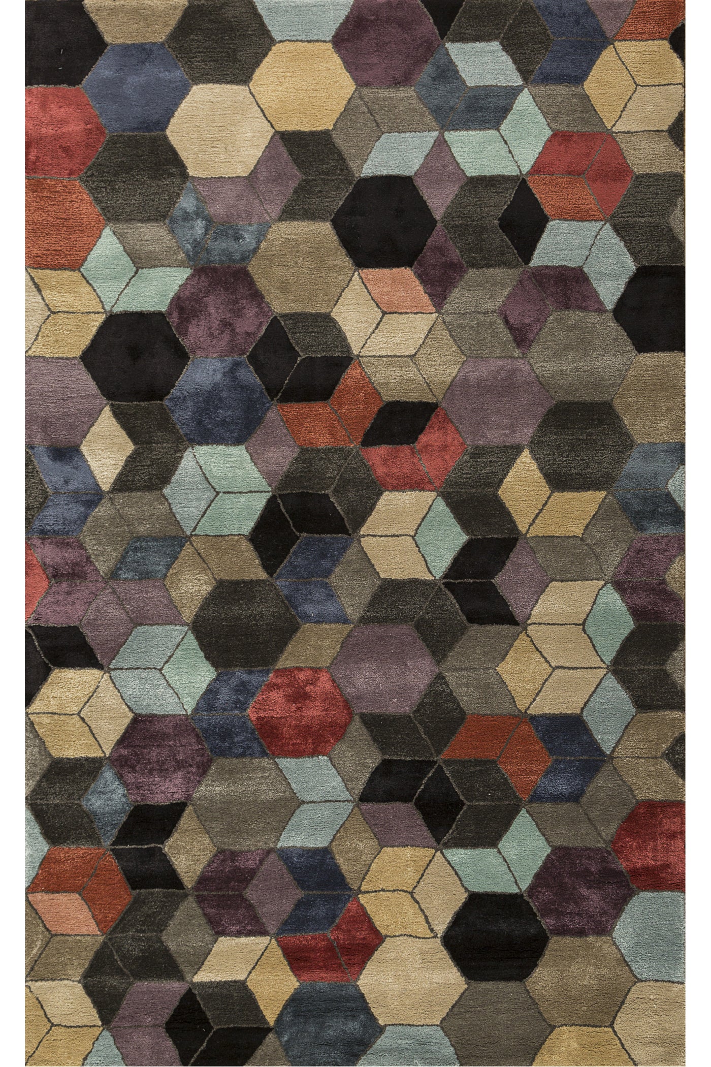 Jaipur Rugs Soft Geometric 6X9 Feet Rug| Ebony & Black Olive Hand Tufted Rug Carpet For Living Room