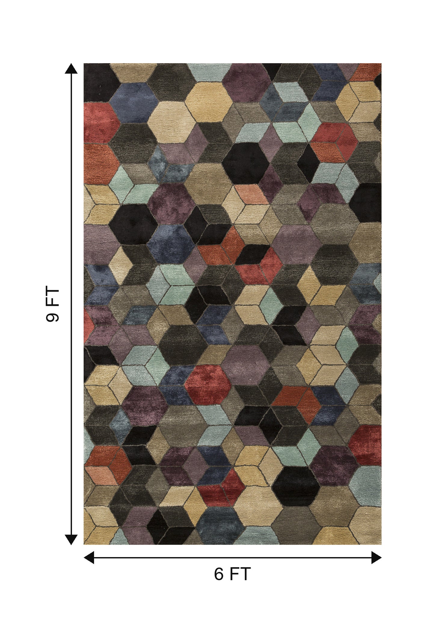 Jaipur Rugs Soft Geometric 6X9 Feet Rug| Ebony & Black Olive Hand Tufted Rug Carpet For Living Room