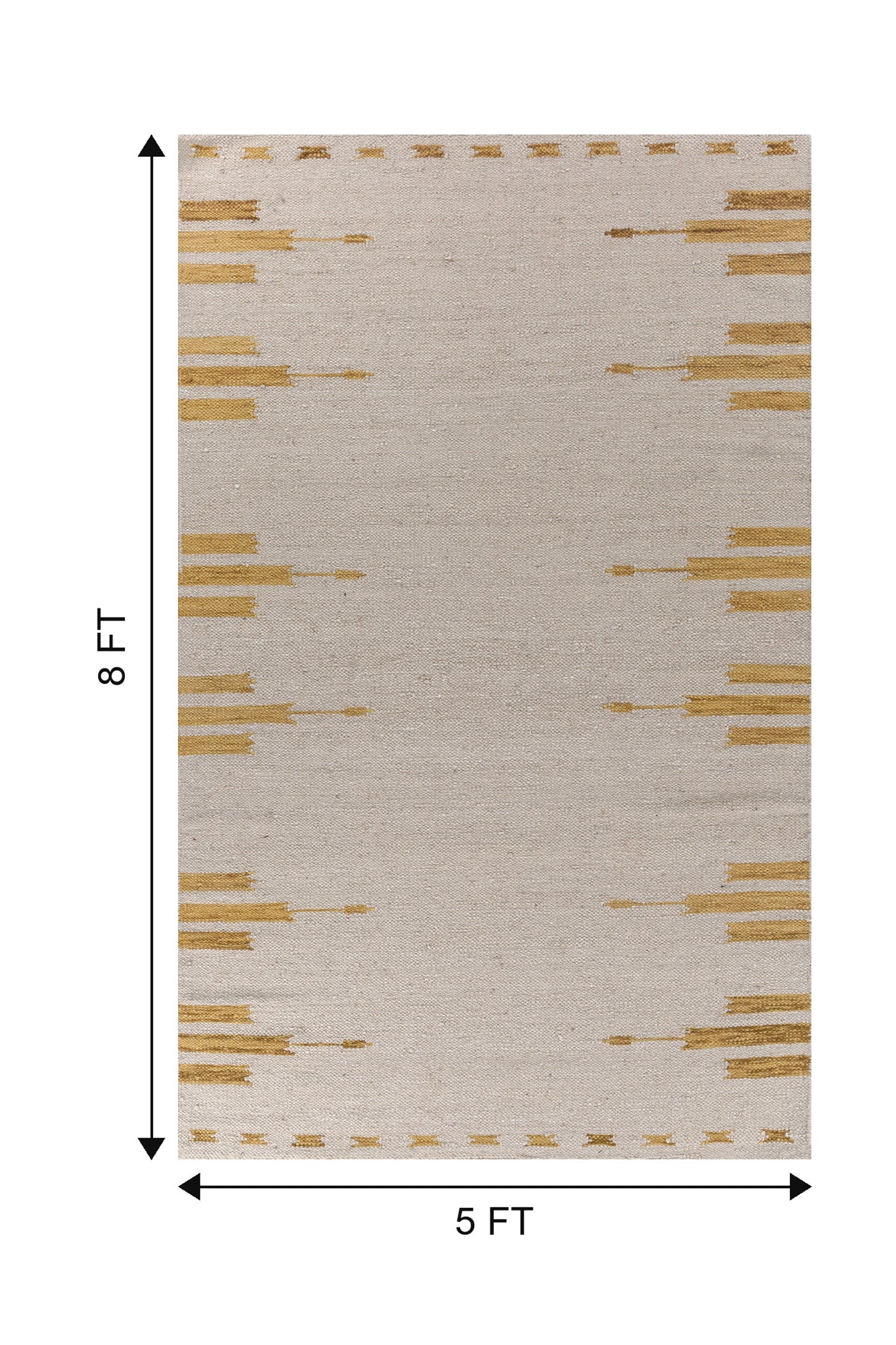 Jaipur Rugs Soft Ikat 5X8 Feet Rug| Linen White & Sunflower Hand Knotted Dhurrie Carpet For Living Room