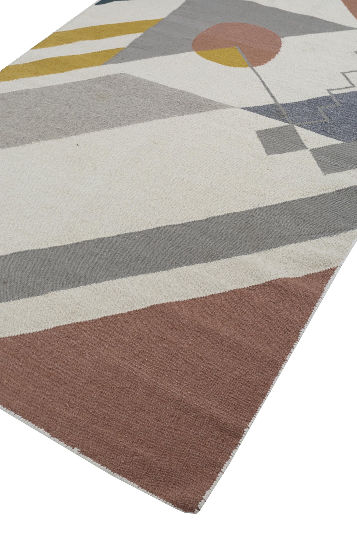 Jaipur Rugs Soft Geomatric 5X8 Feet Rug| Undyed White & Medium Gray Hand Knotted Dhurrie Carpet For Living Room