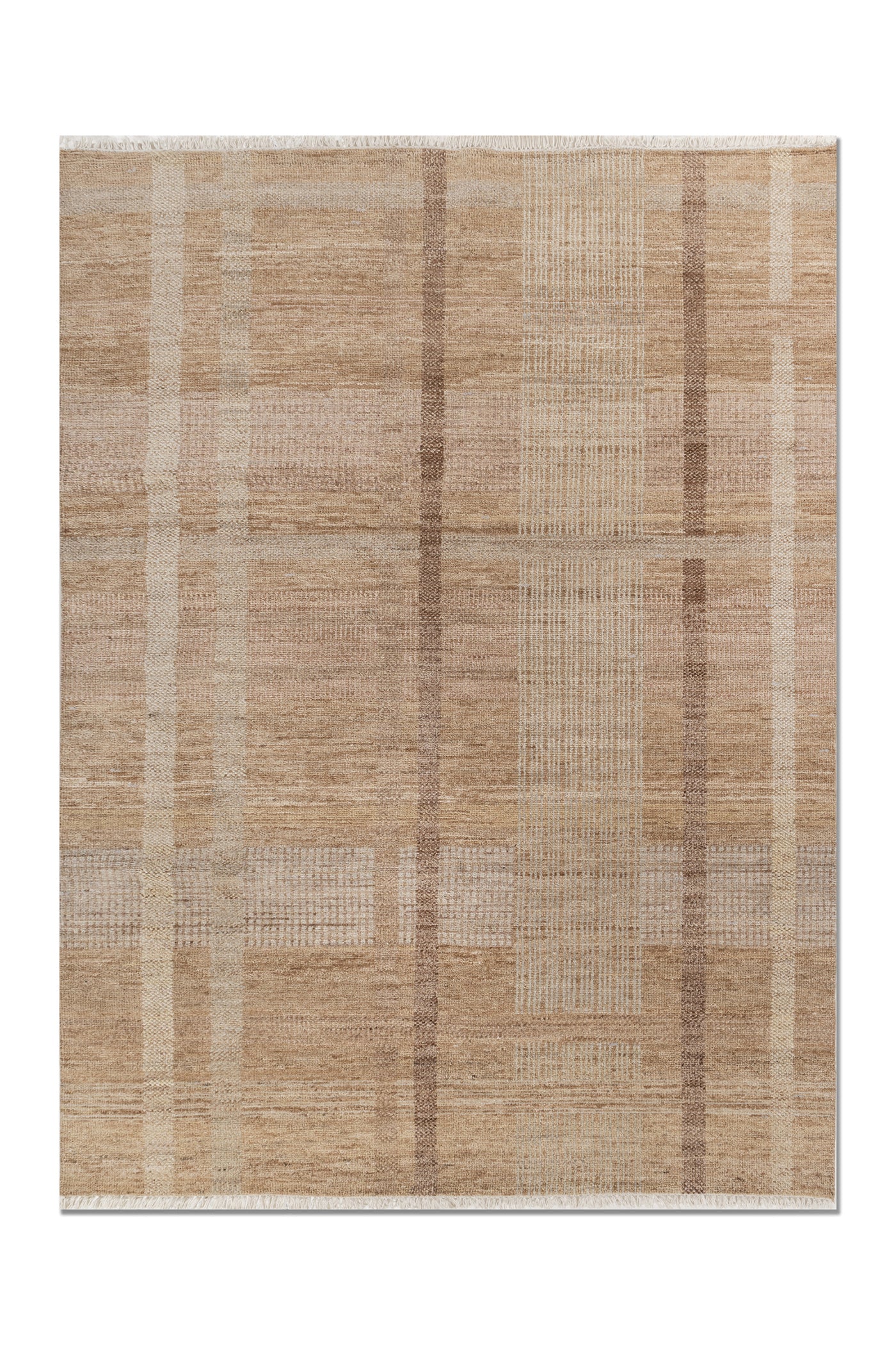 Jaipur Rugs Soft Geomatric 8X10 Feet Rug| Praline Hand Knotted Rug Carpet For Living Room