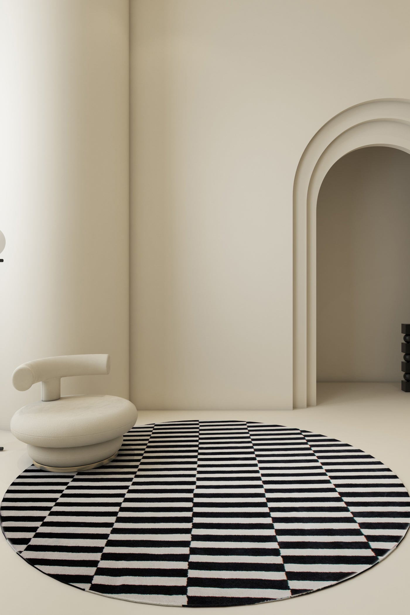 Jaipur Rugs Soft Striped 8X8 Feet Rug| Ebony & Snow White Hand Tufted Rug Carpet For Living Room