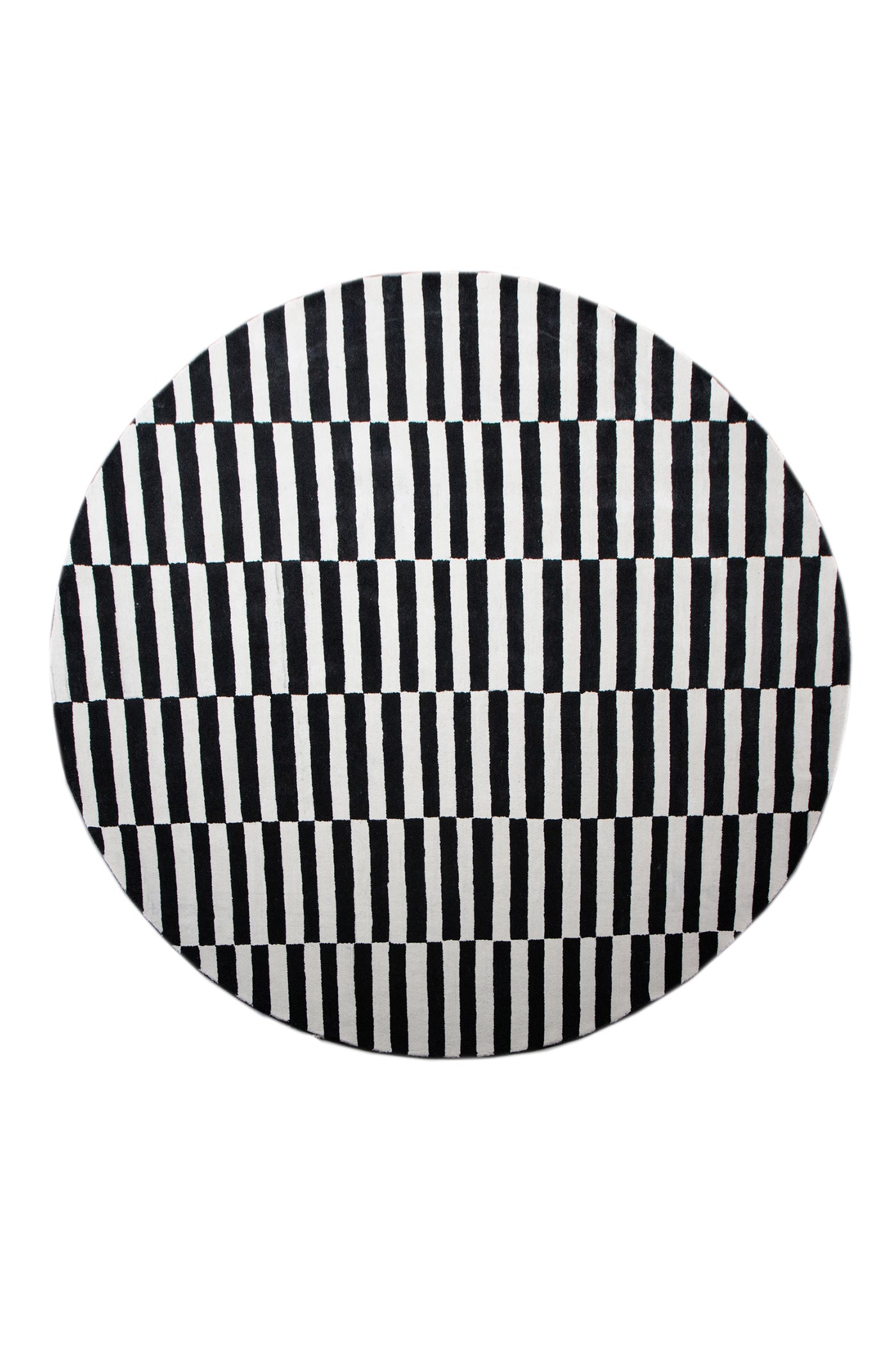Jaipur Rugs Soft Striped 8X8 Feet Rug| Ebony & Snow White Hand Tufted Rug Carpet For Living Room