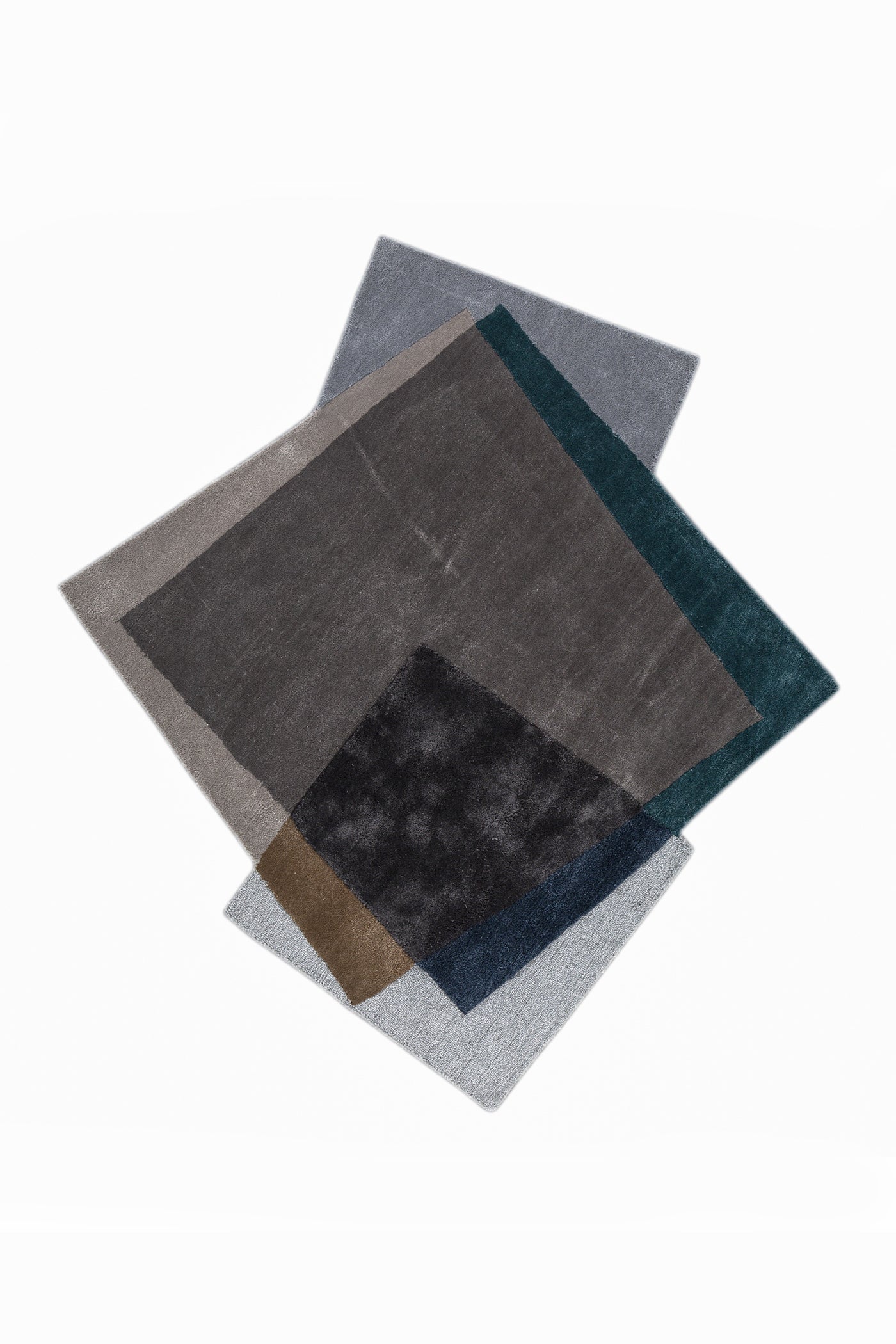 Jaipur Rugs Soft Abstract 4X3'8 Feet Rug| Charcoal Slate & Pearl Blue Hand Tufted Rug Carpet For Living Room