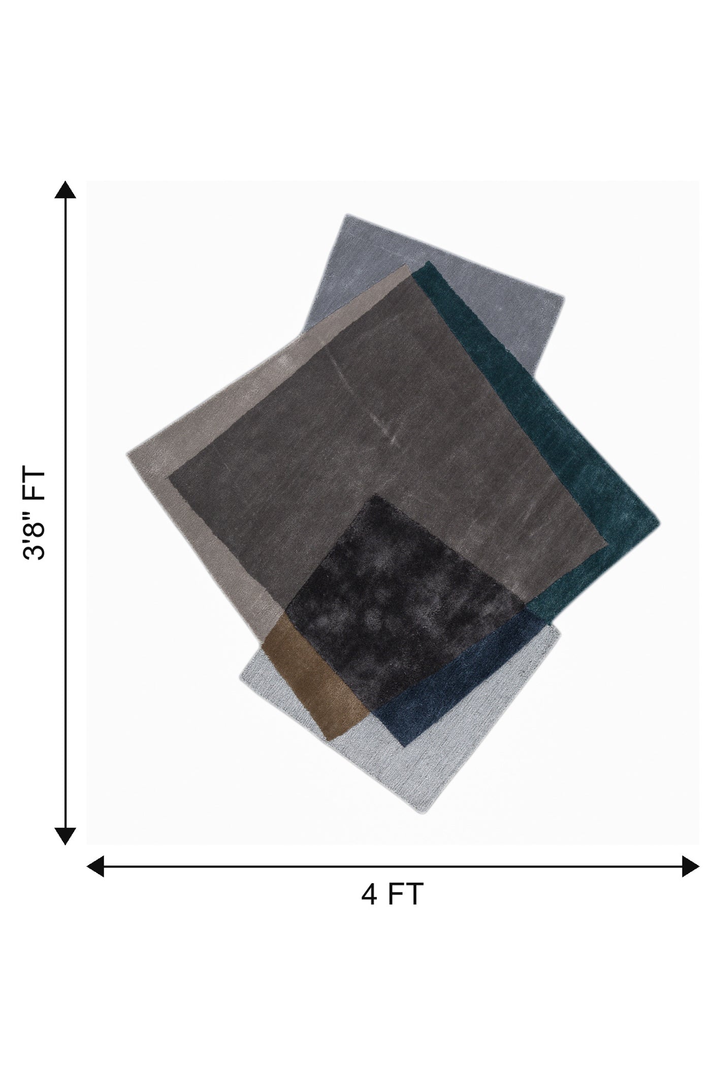 Jaipur Rugs Soft Abstract 4X3'8 Feet Rug| Charcoal Slate & Pearl Blue Hand Tufted Rug Carpet For Living Room