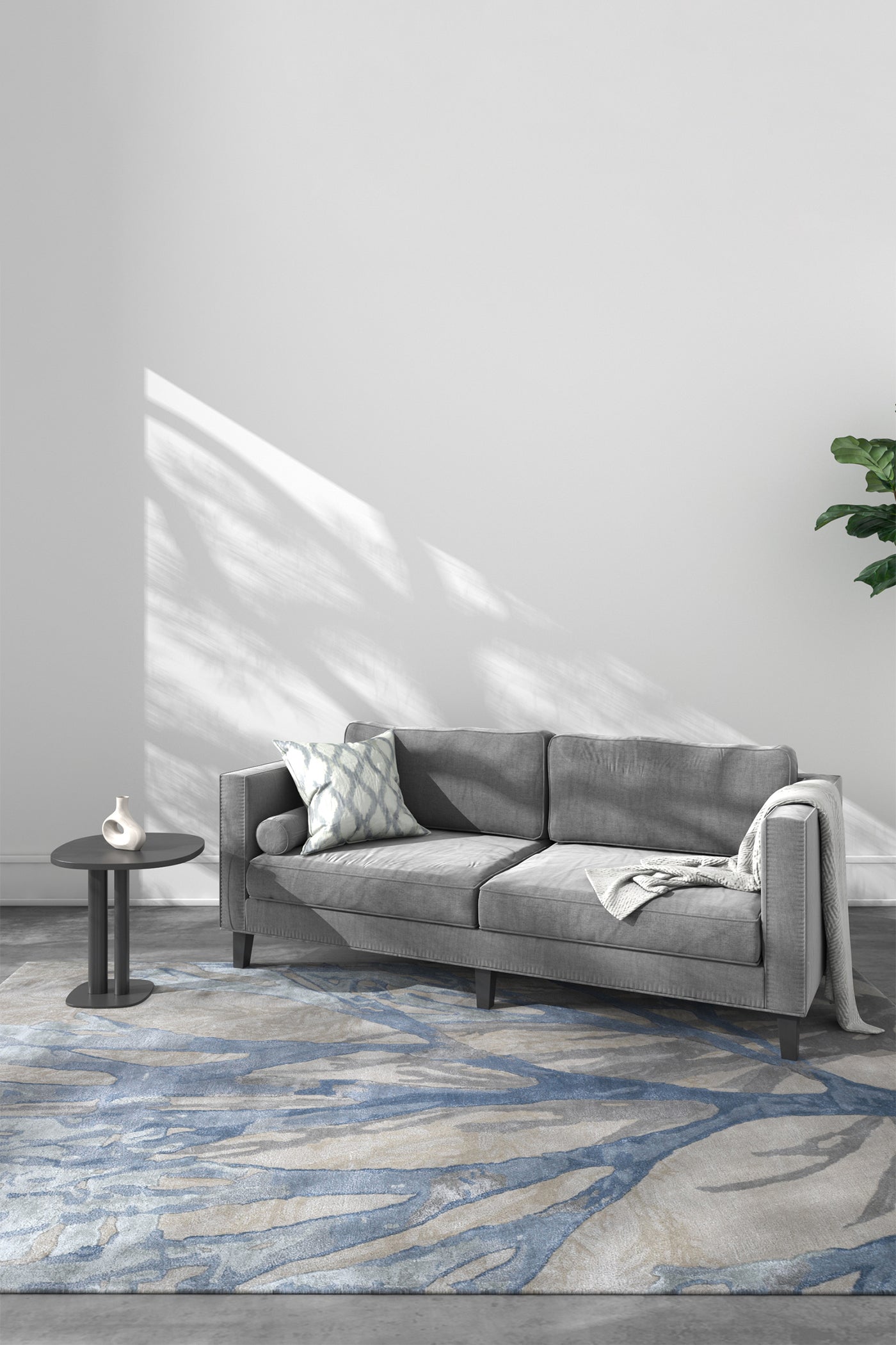 Jaipur Rugs Soft Botanical 4X6 Feet Rug| Antique White & Pastel Blue Hand Tufted Rug Carpet For Living Room