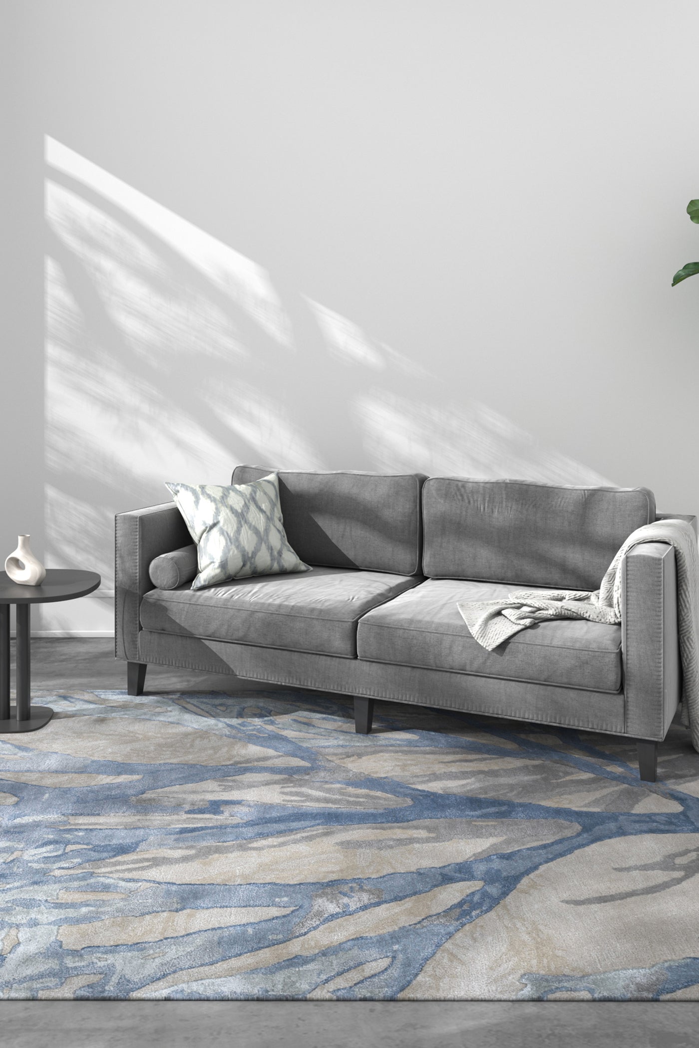 Jaipur Rugs Soft Botanical 4X6 Feet Rug| Antique White & Pastel Blue Hand Tufted Rug Carpet For Living Room