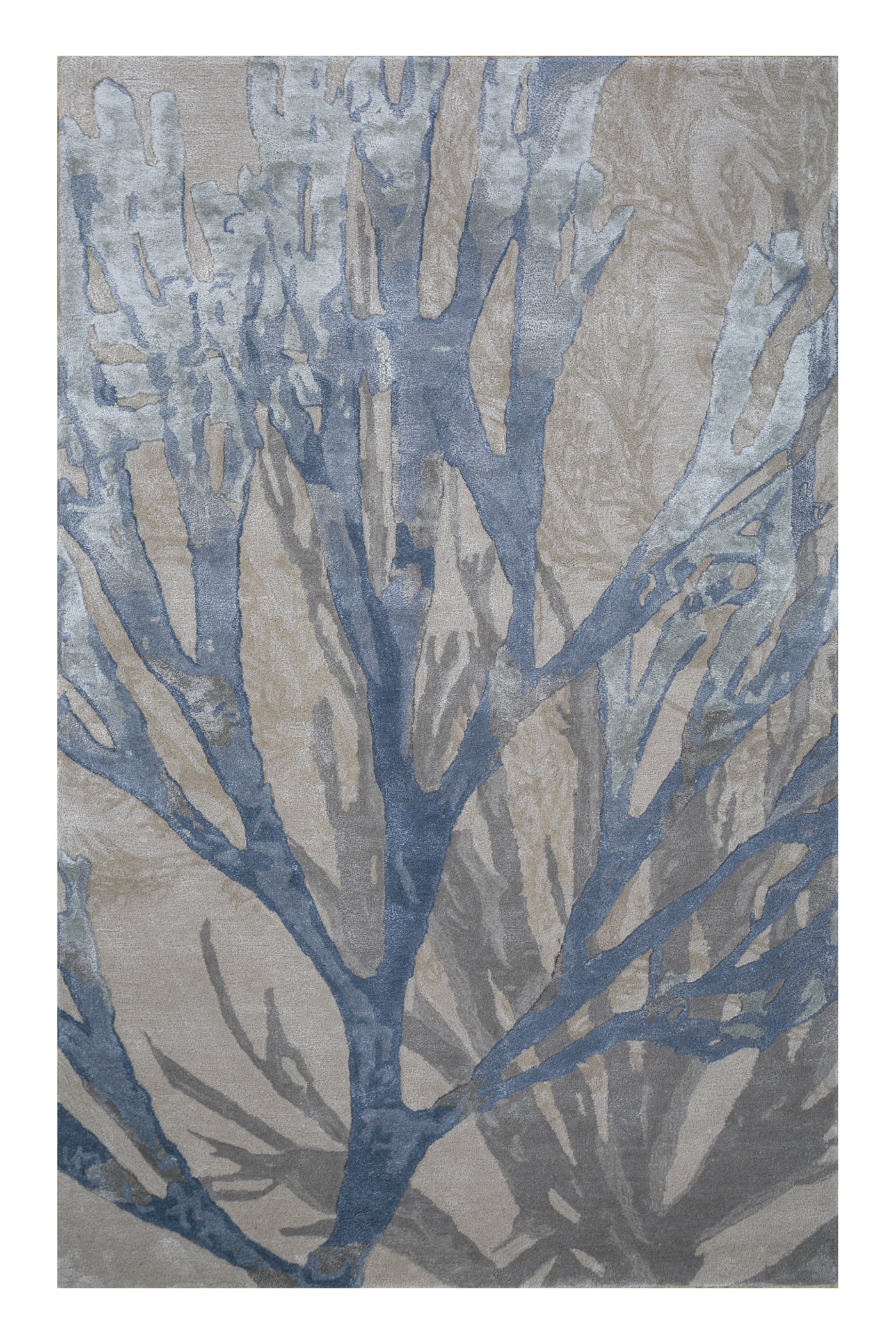 Jaipur Rugs Soft Botanical 4X6 Feet Rug| Antique White & Pastel Blue Hand Tufted Rug Carpet For Living Room