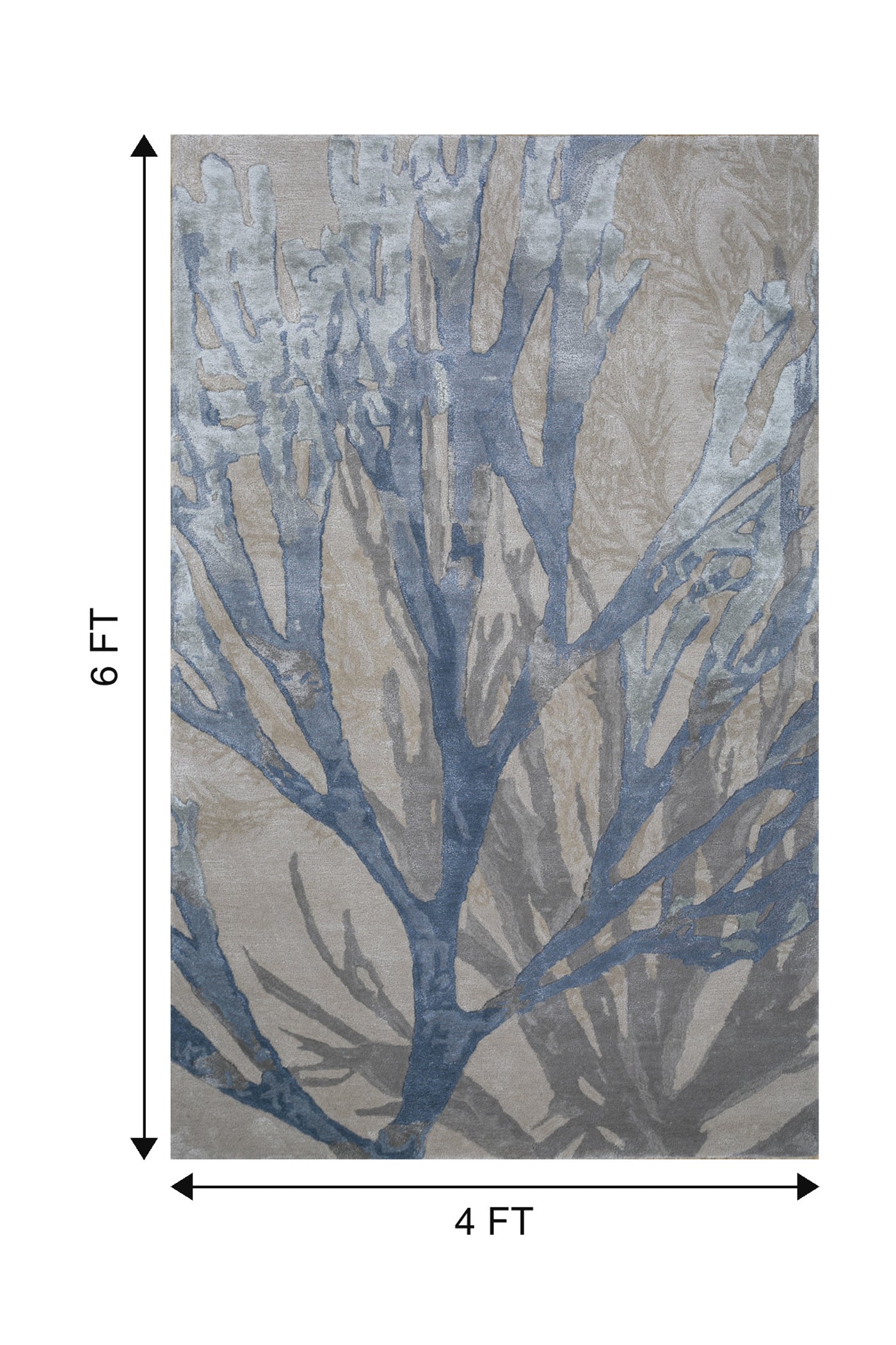 Jaipur Rugs Soft Botanical 4X6 Feet Rug| Antique White & Pastel Blue Hand Tufted Rug Carpet For Living Room