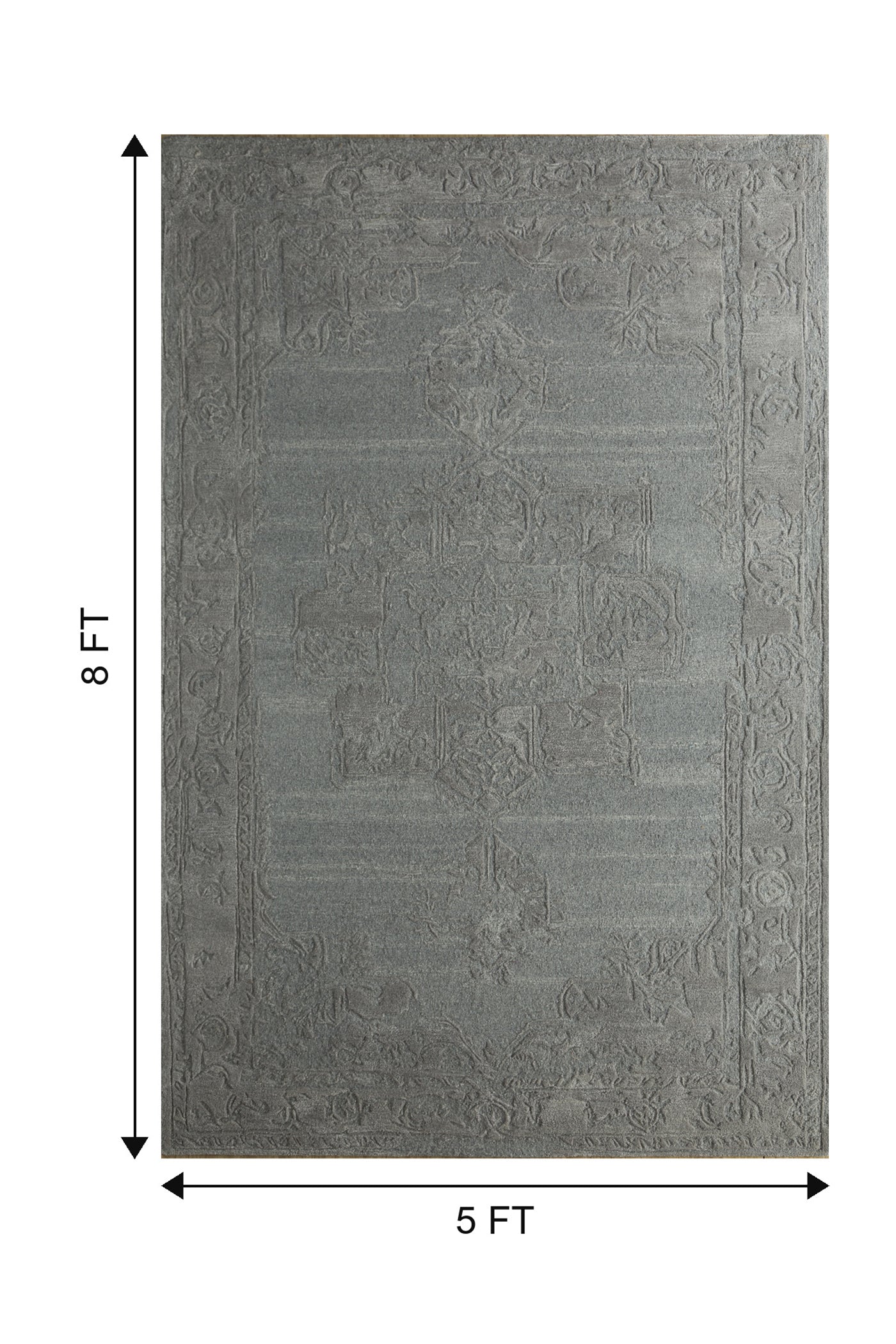 Jaipur Rugs Soft Textured 5X8 Feet Rug| Light Smoke Gray & Nickel Hand Tufted Rug Carpet For Living Room