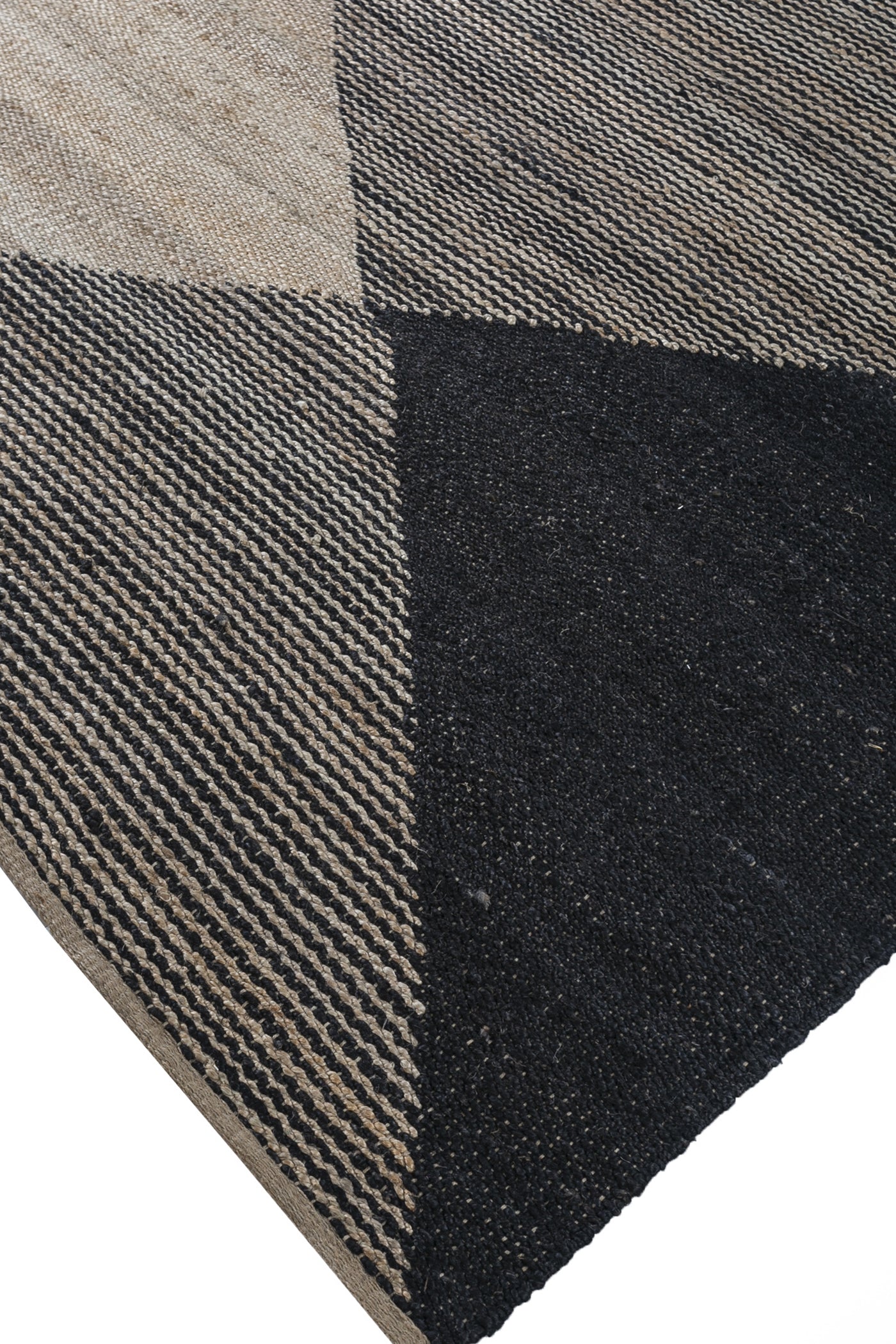 Jaipur Rugs Soft Abstract 5X8 Feet Rug| Natural & Ebony Hand Knotted Dhurrie Carpet For Living Room