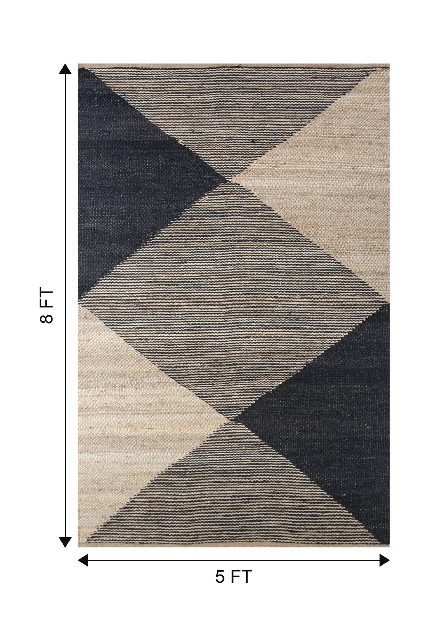 Jaipur Rugs Soft Abstract 5X8 Feet Rug| Natural & Ebony Hand Knotted Dhurrie Carpet For Living Room