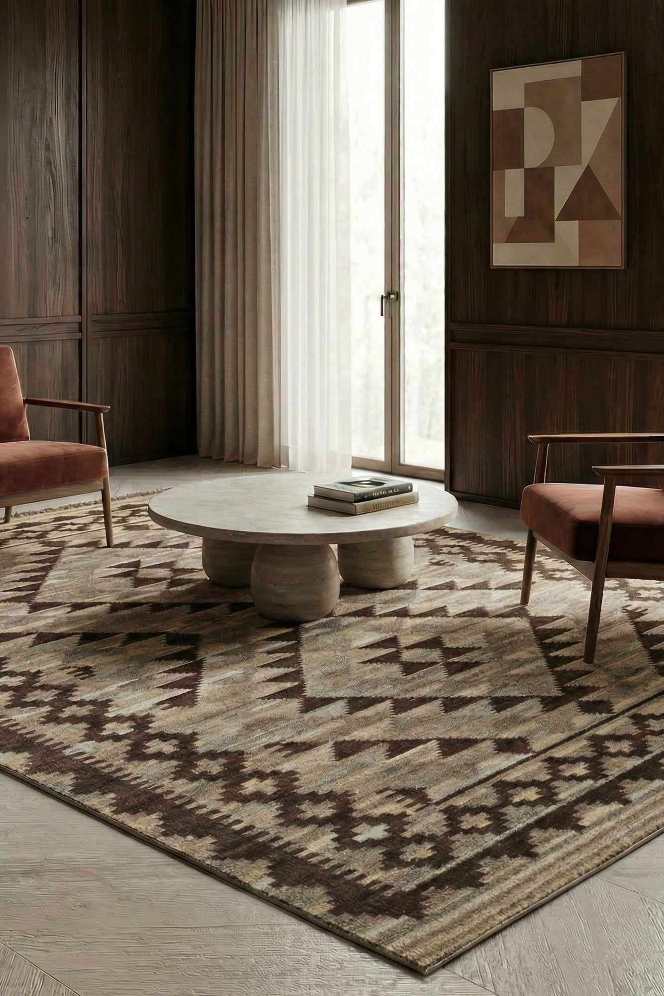 Jaipur Rugs Soft Tribal 5X8 Feet Rug| Natural Gray & Cola Hand Knotted Dhurrie Carpet For Living Room