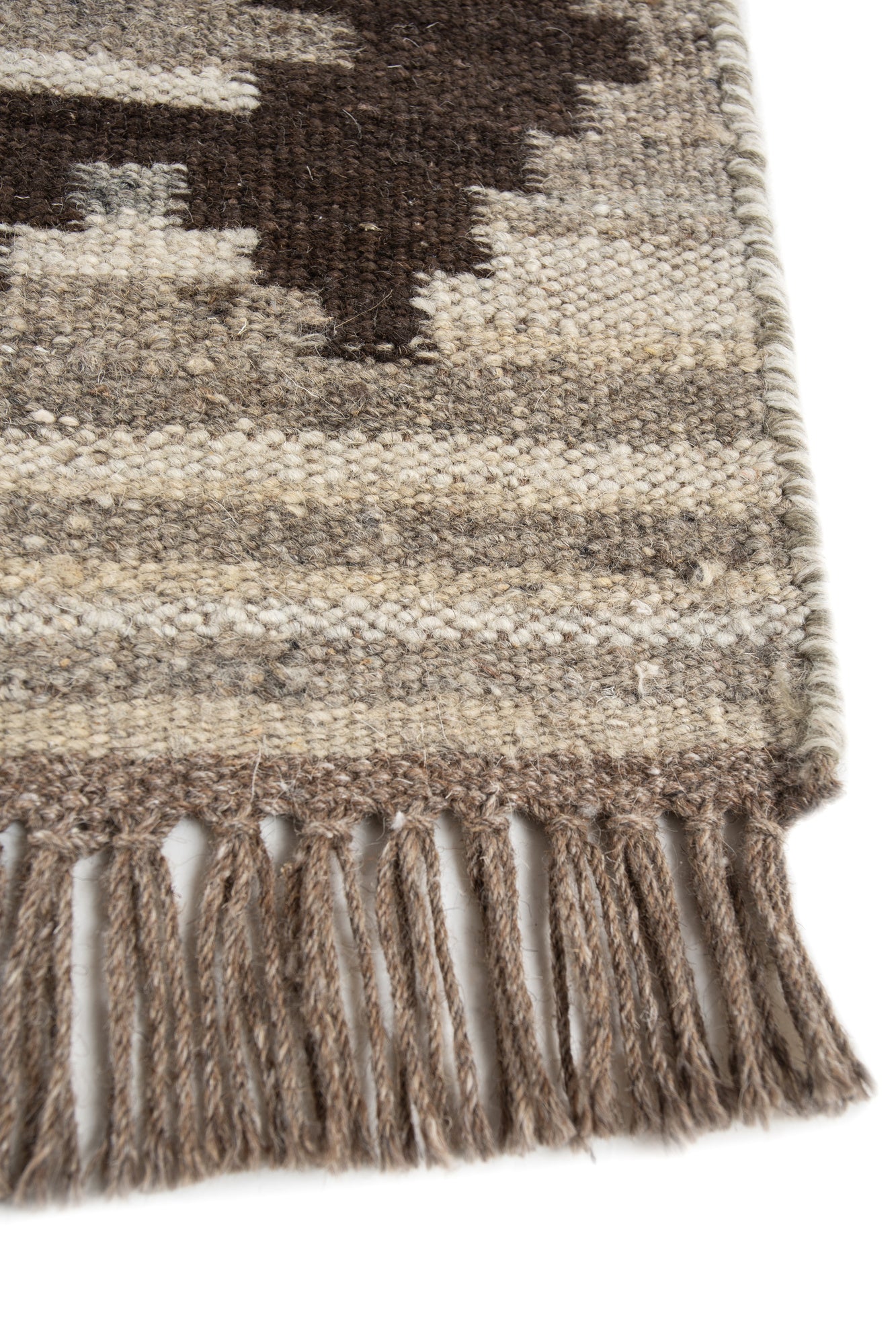Jaipur Rugs Soft Tribal 5X8 Feet Rug| Natural Gray & Cola Hand Knotted Dhurrie Carpet For Living Room