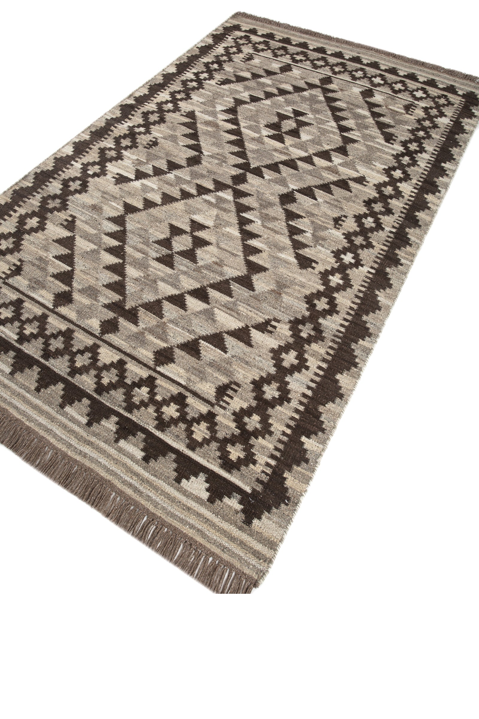 Jaipur Rugs Soft Tribal 5X8 Feet Rug| Natural Gray & Cola Hand Knotted Dhurrie Carpet For Living Room