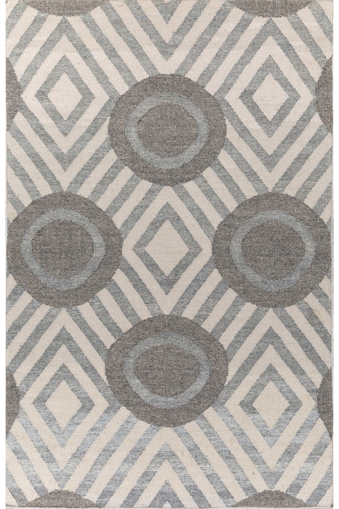 Jaipur Rugs Soft Modern Geomatric 5X8 Feet Rug| Antique White & Steel Wool Hand Knotted Dhurrie Carpet For Living Room