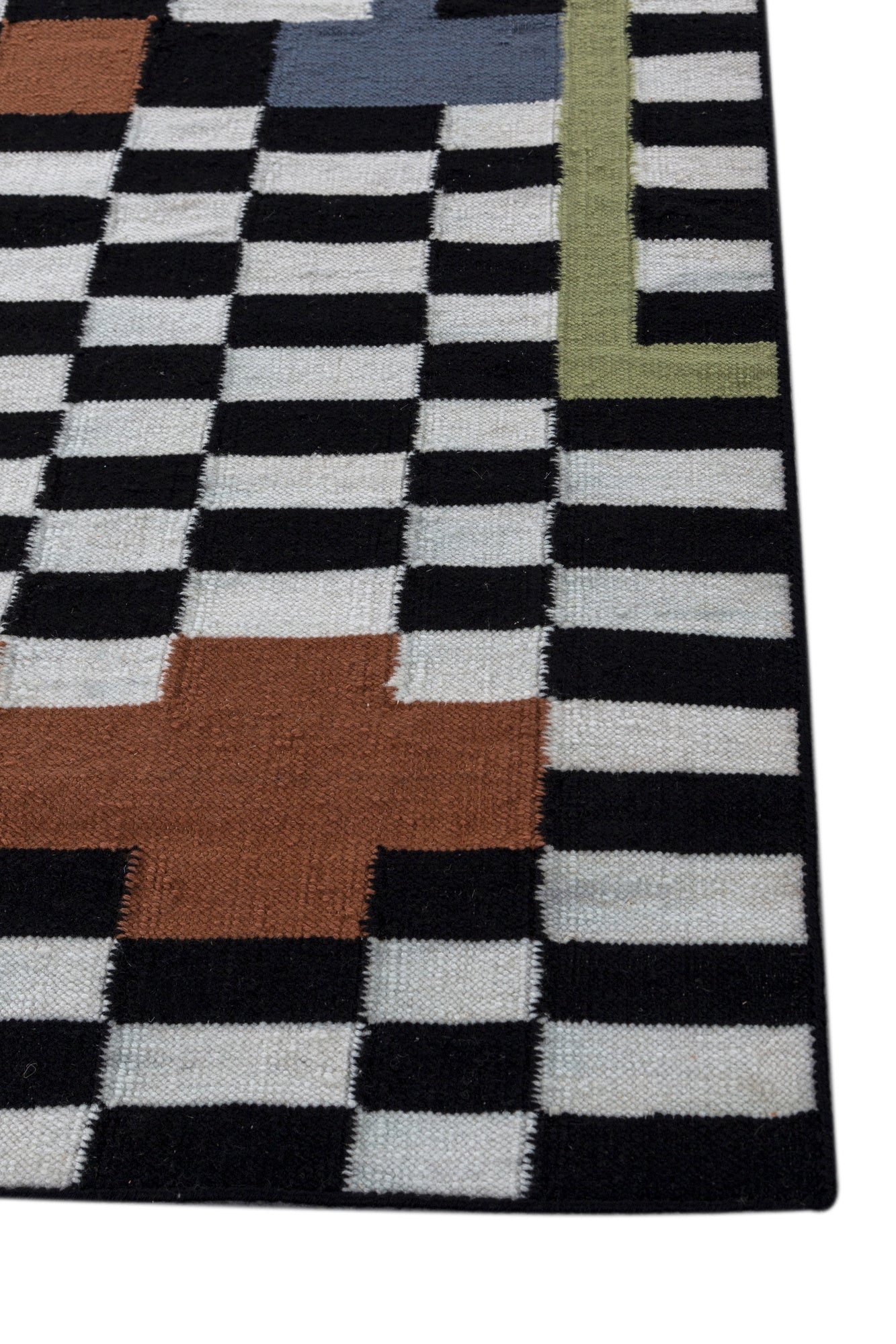 Jaipur Rugs Soft Striped 6X9 Feet Rug| Ebony & Undyed White Hand Knotted Dhurrie Carpet For Living Room