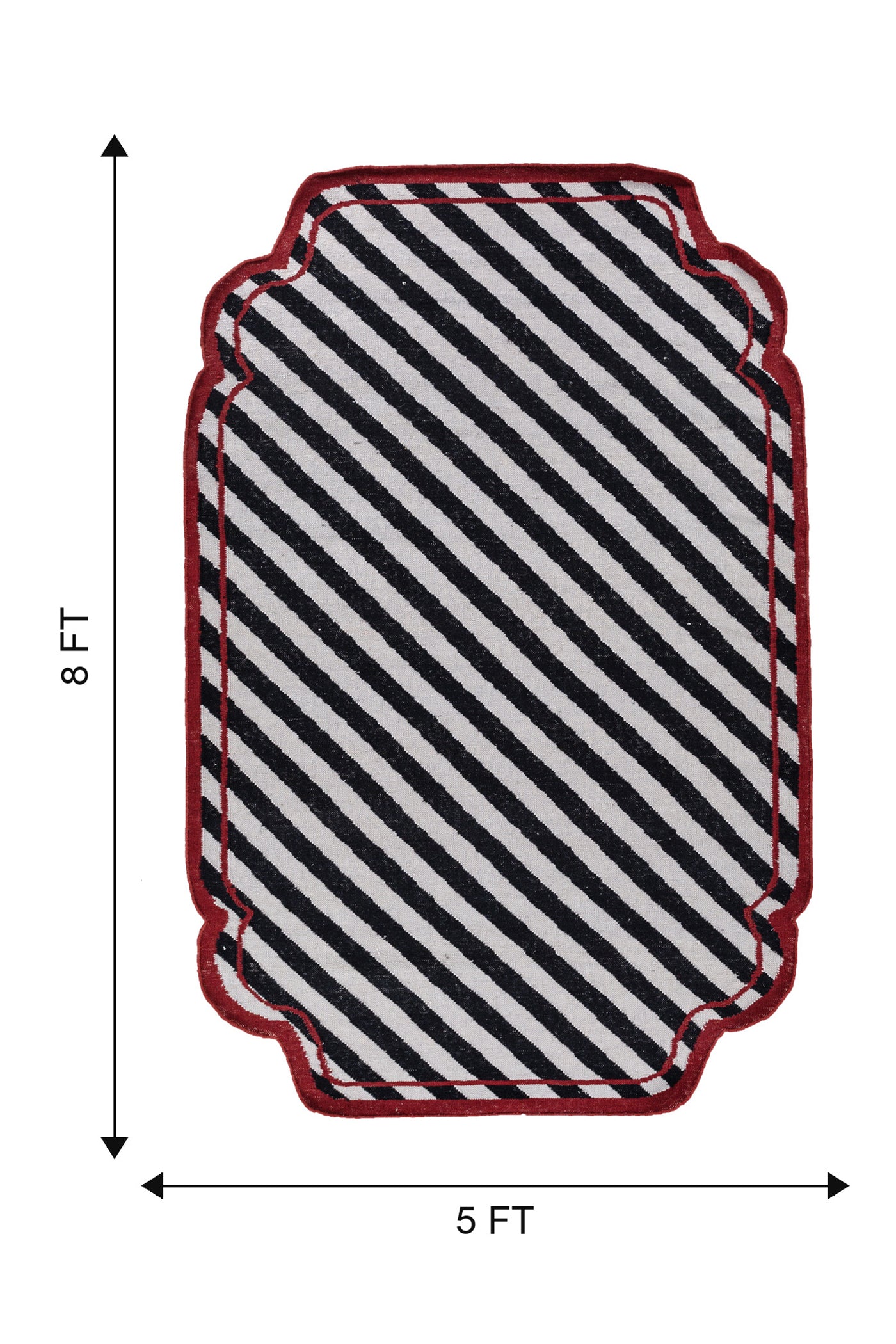 Jaipur Rugs Soft Striped 5X8 Feet Rug| Dove & Ebony Hand Knotted Dhurrie Carpet For Living Room