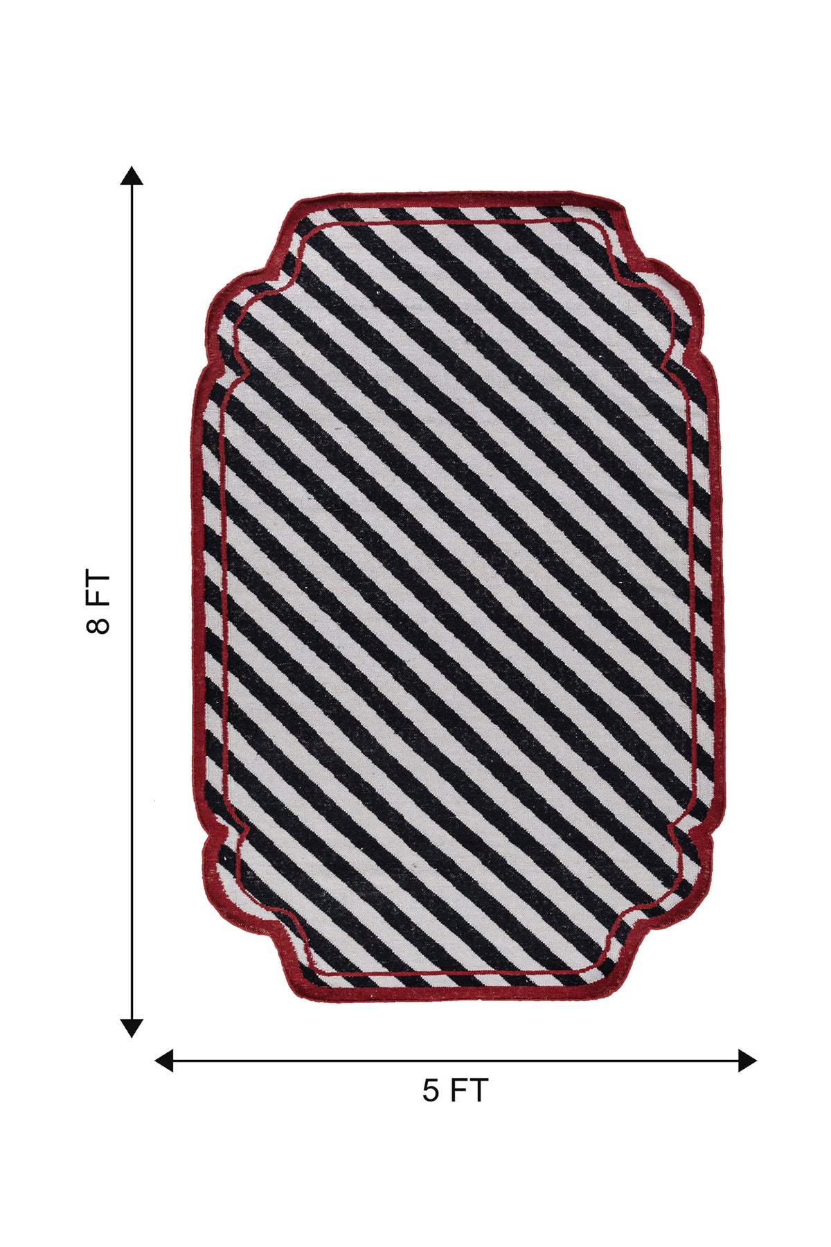 Jaipur Rugs Soft Striped 5X8 Feet Rug| Dove & Ebony Hand Knotted Dhurrie Carpet For Living Room