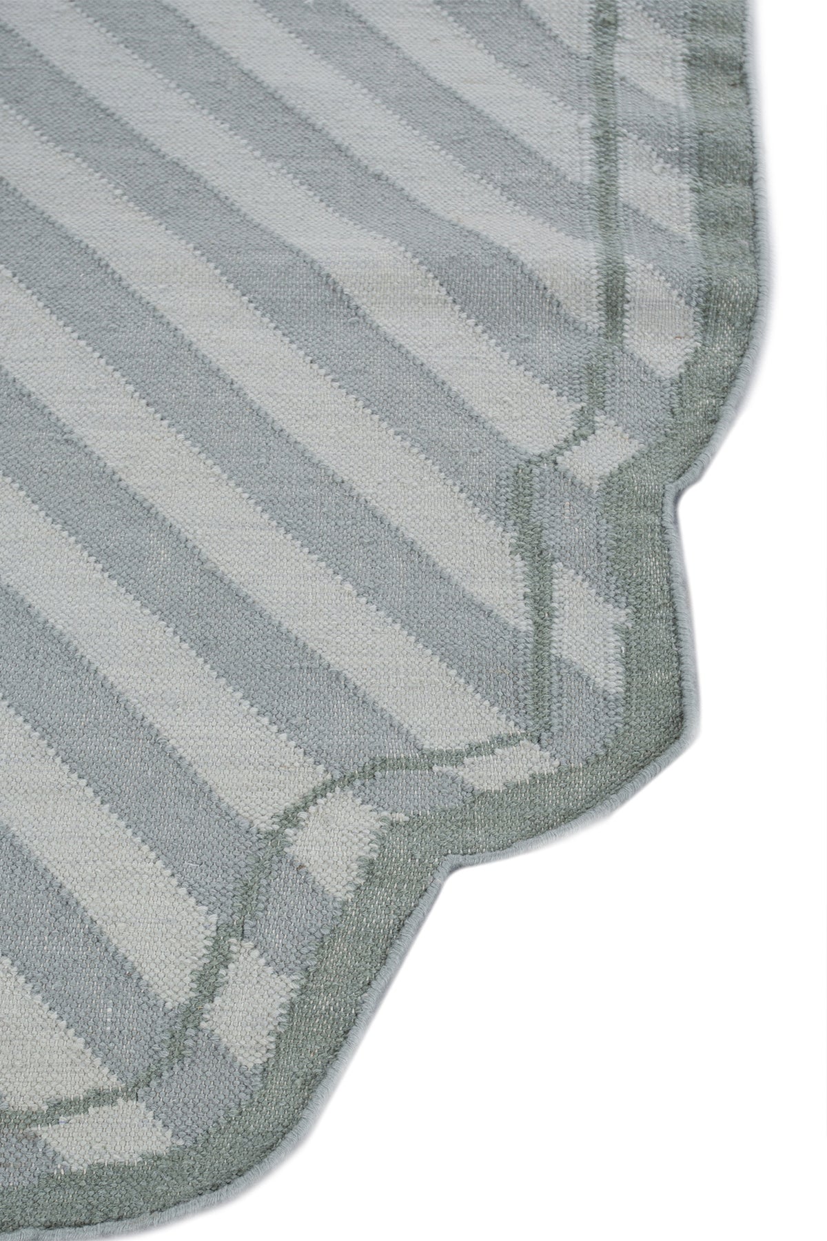 Jaipur Rugs Soft Striped 5X8 Feet Rug| Light Sea Mist & Silver Sea Moss Hand Knotted Dhurrie Carpet For Living Room