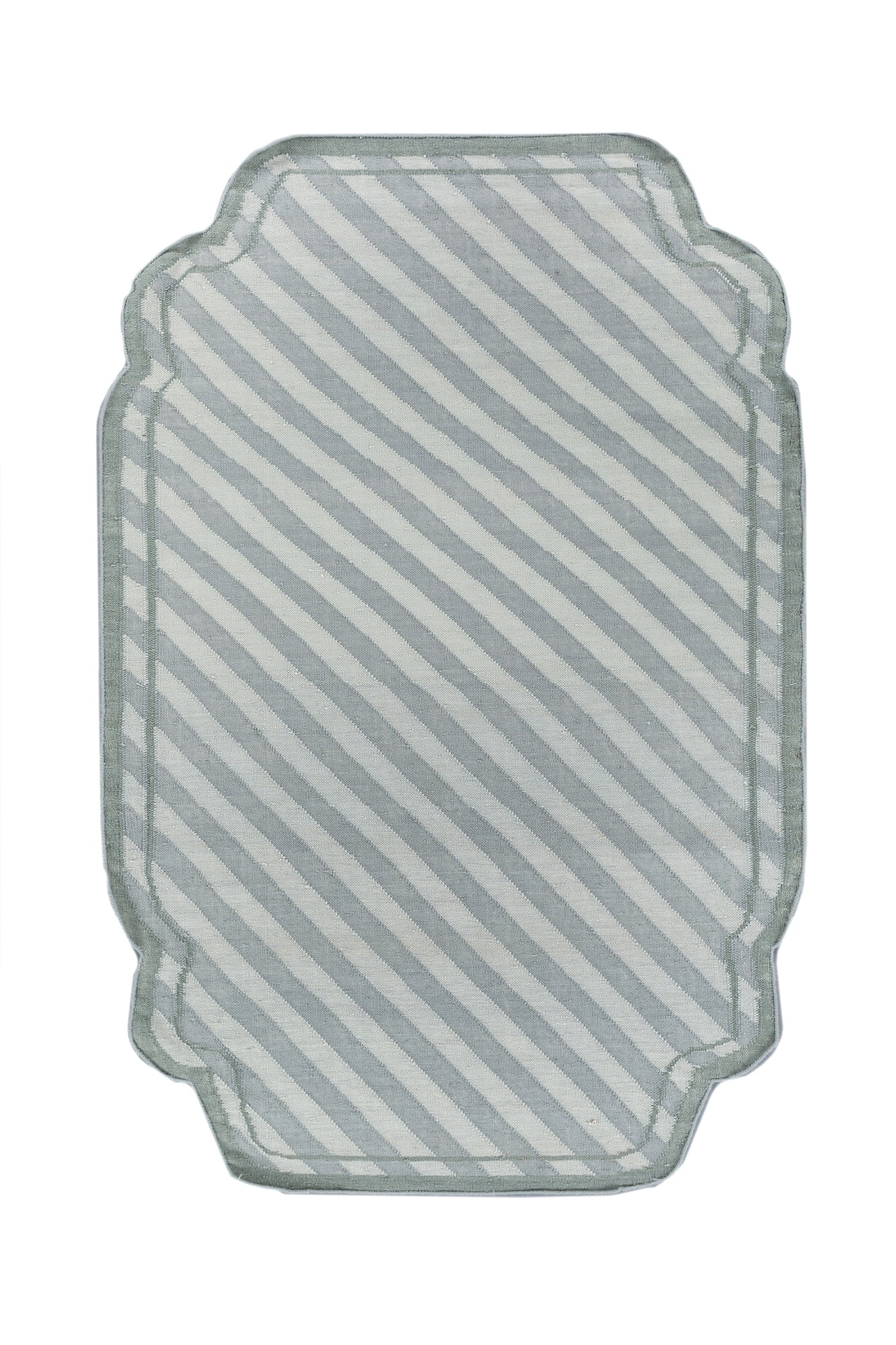 Jaipur Rugs Soft Striped 5X8 Feet Rug| Light Sea Mist & Silver Sea Moss Hand Knotted Dhurrie Carpet For Living Room