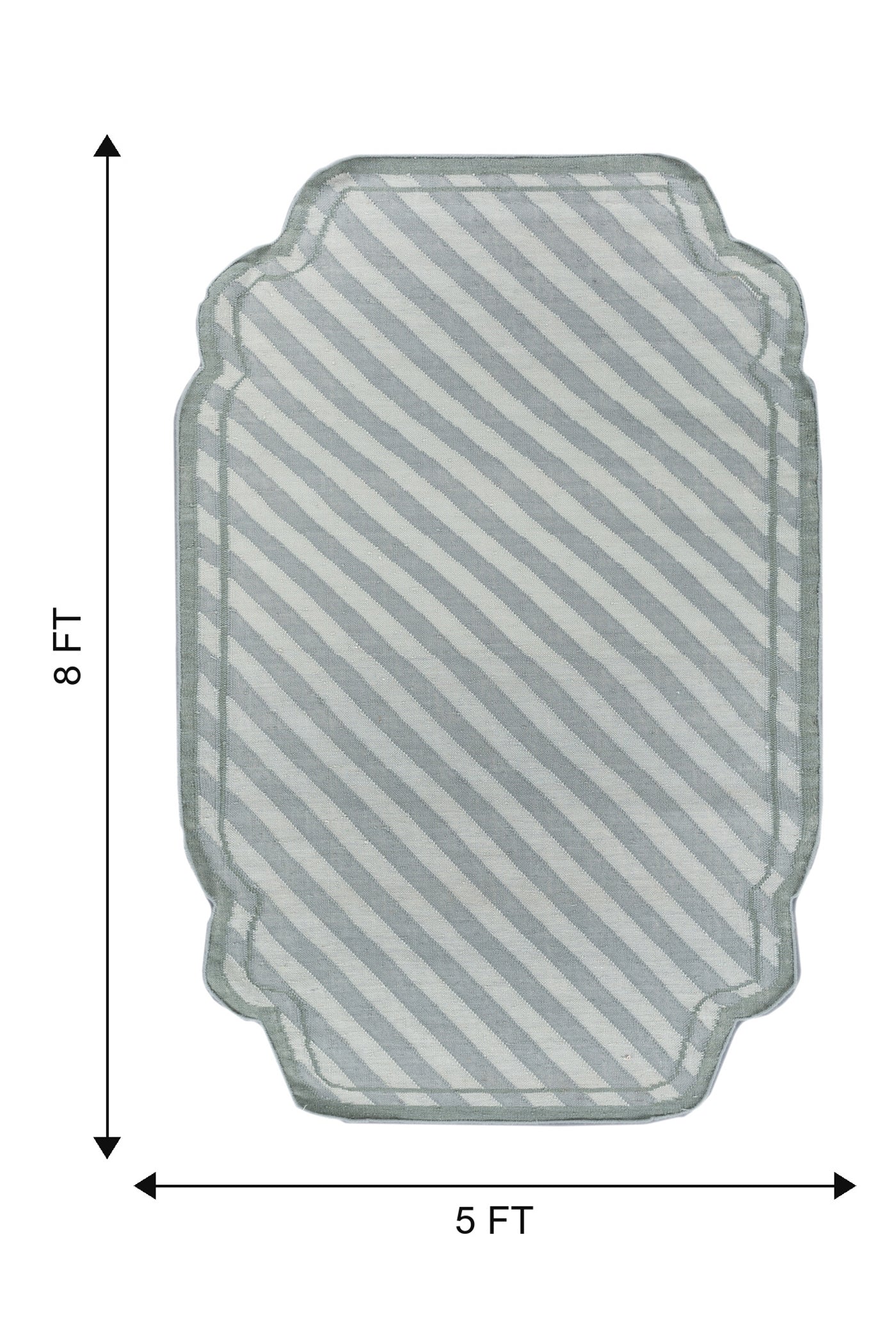 Jaipur Rugs Soft Striped 5X8 Feet Rug| Light Sea Mist & Silver Sea Moss Hand Knotted Dhurrie Carpet For Living Room