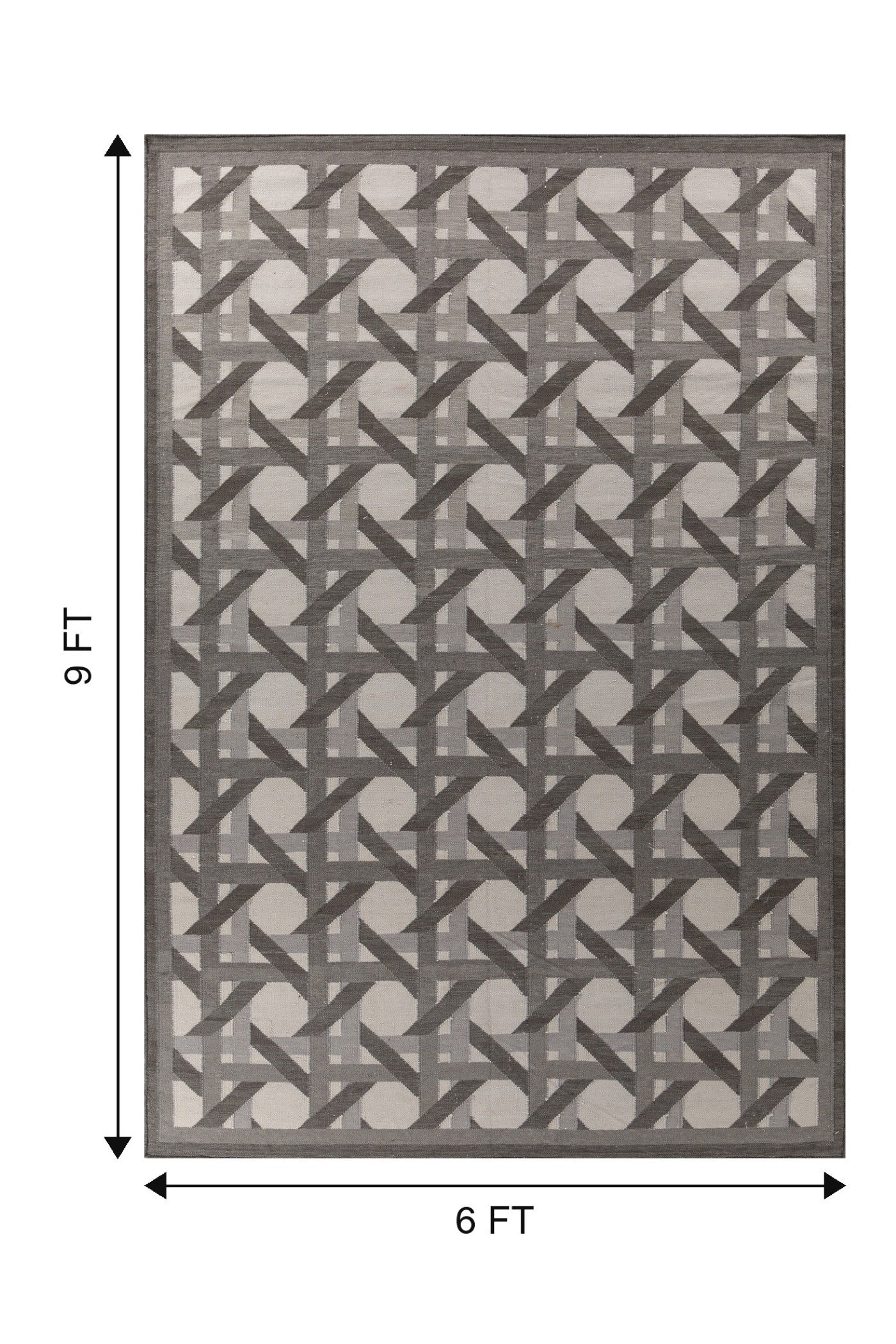 Jaipur Rugs Soft Trellis 6X9 Feet Rug| Charcoal Slate & Light Silver Hand Knotted Dhurrie Carpet For Living Room