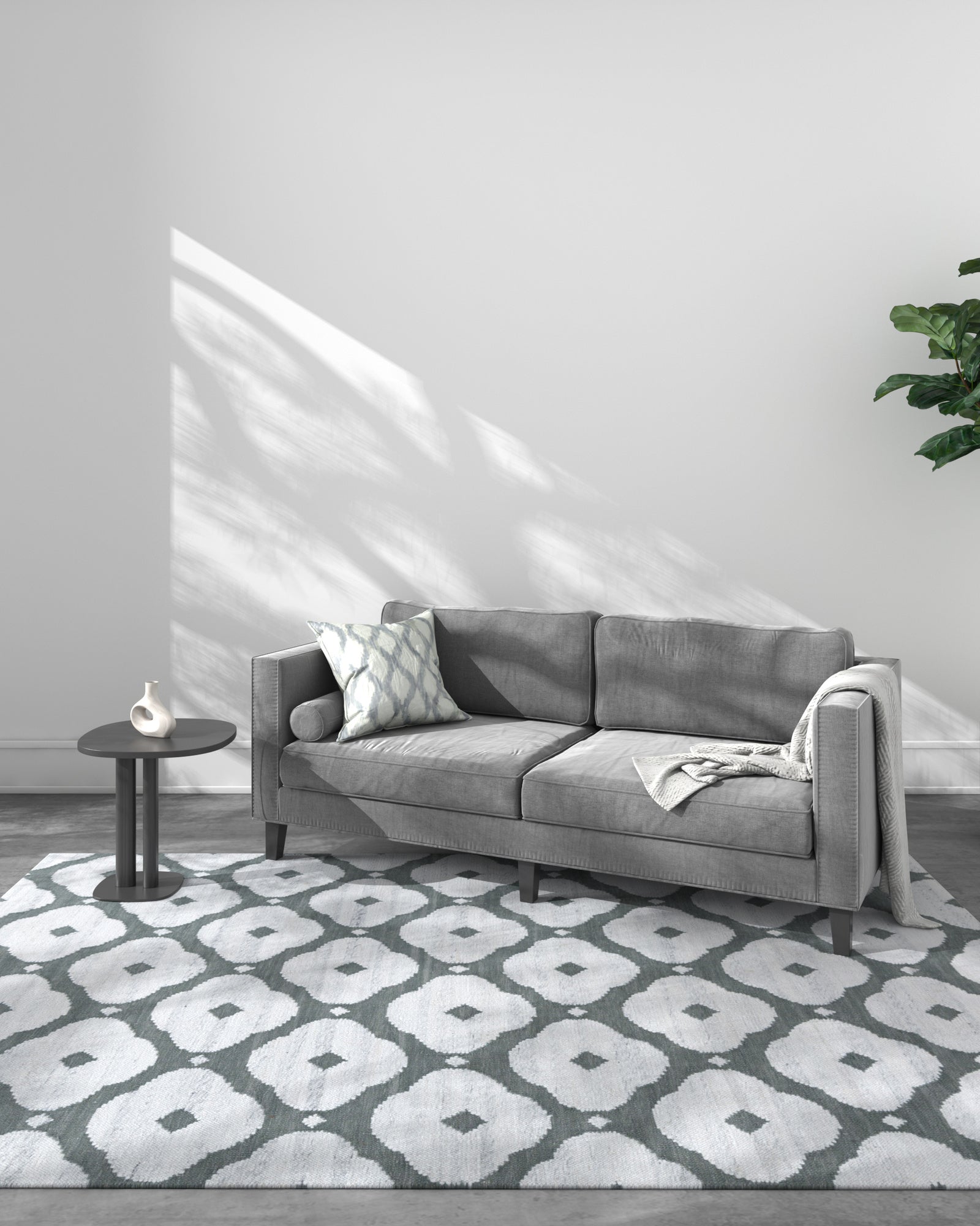 Jaipur Rugs Soft Quatrefoil  5X8 Feet Rug| Undyed White & Mineral Hand Knotted Dhurrie Carpet For Living Room