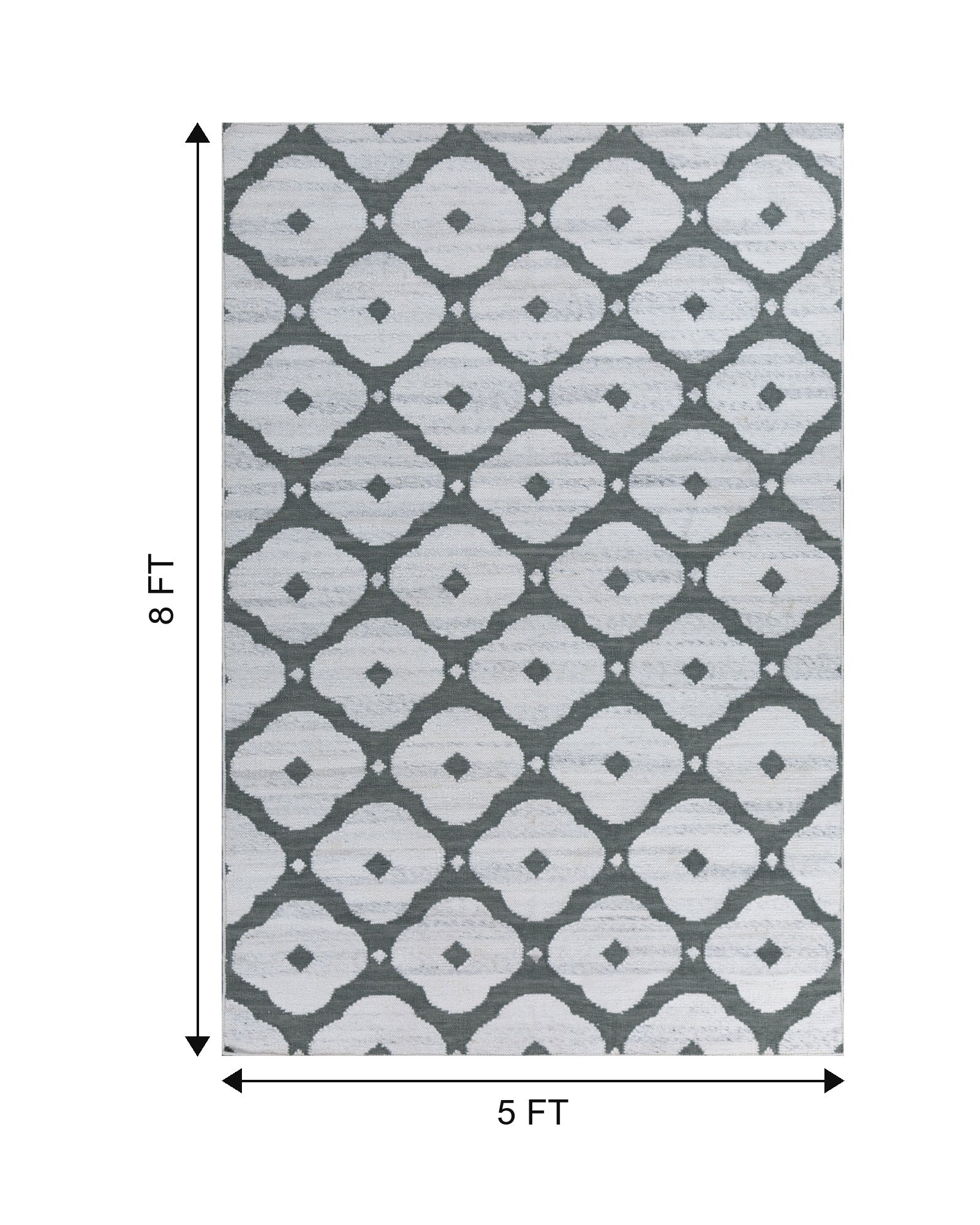 Jaipur Rugs Soft Quatrefoil  5X8 Feet Rug| Undyed White & Mineral Hand Knotted Dhurrie Carpet For Living Room