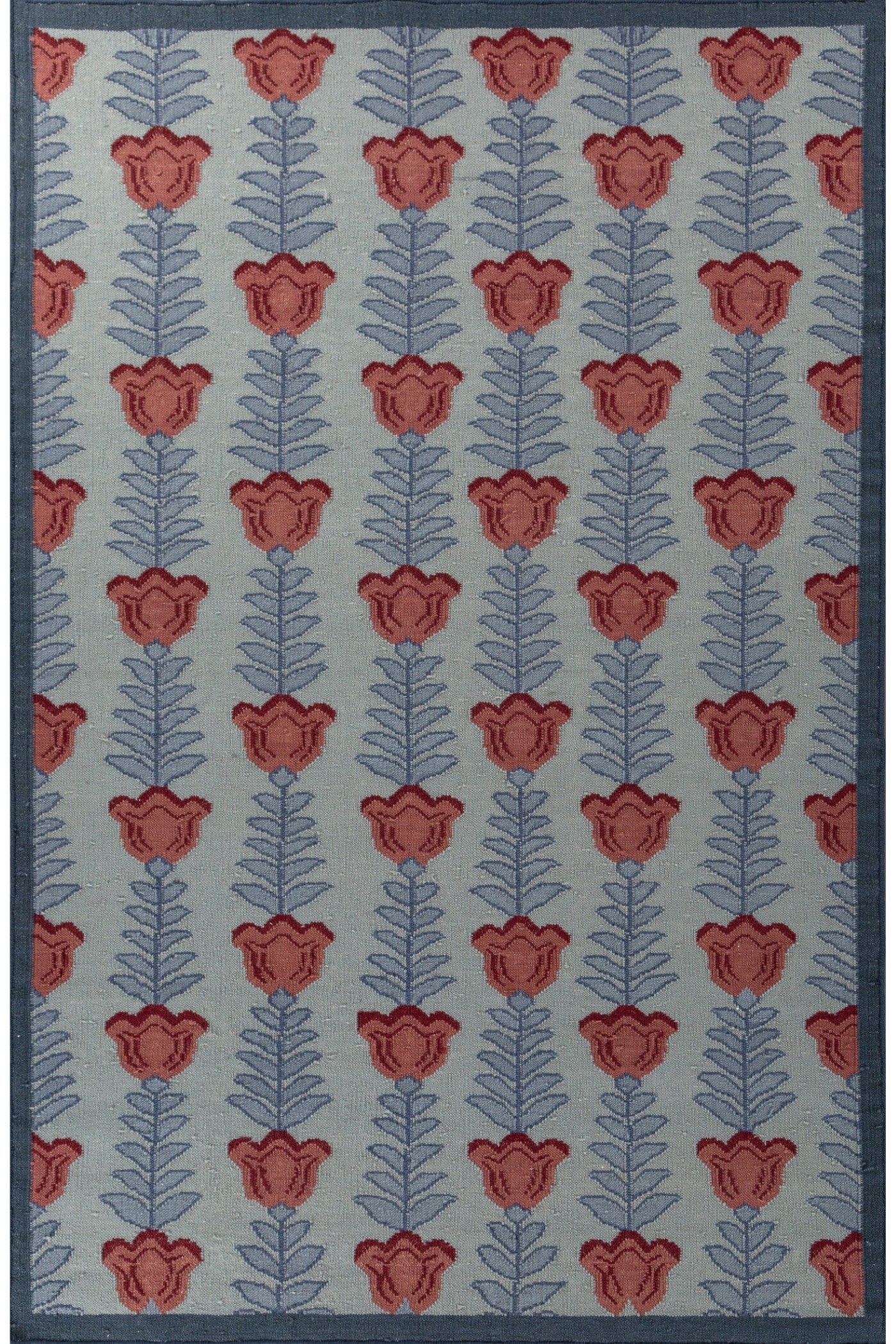 Jaipur Rugs Soft Ethnic Floral 5X8 Feet Rug| Silver Sea Moss & Milky Blue Hand Knotted Dhurrie Carpet For Living Room