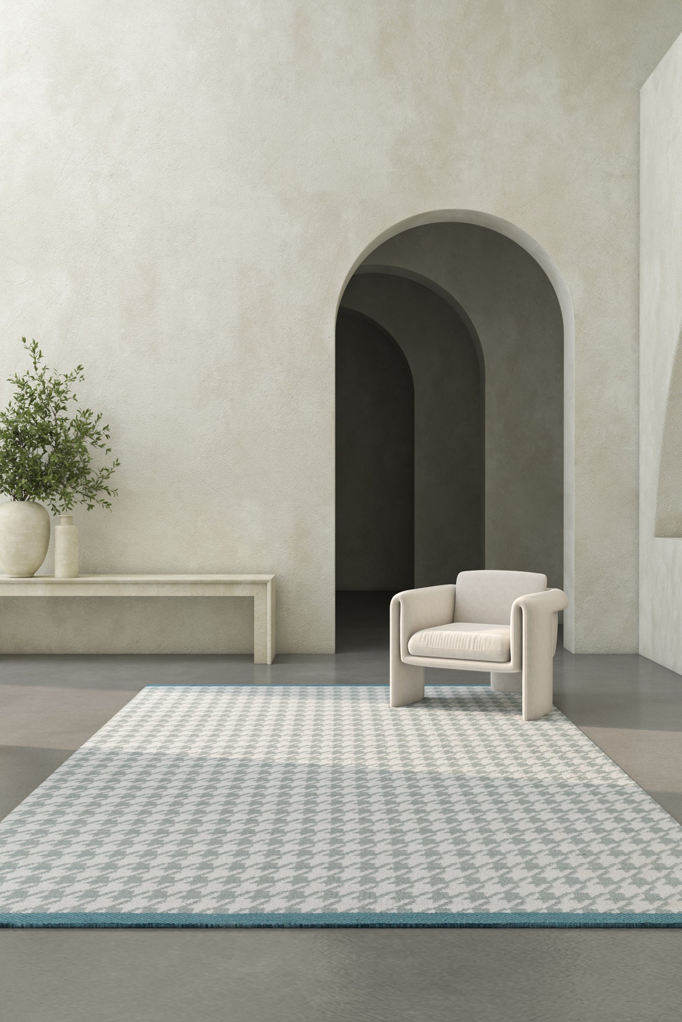 Jaipur Rugs Soft Houndstooth 6X9 Feet Rug| Silver Sea Moss & Undyed White Hand Knotted Dhurrie Carpet For Living Room