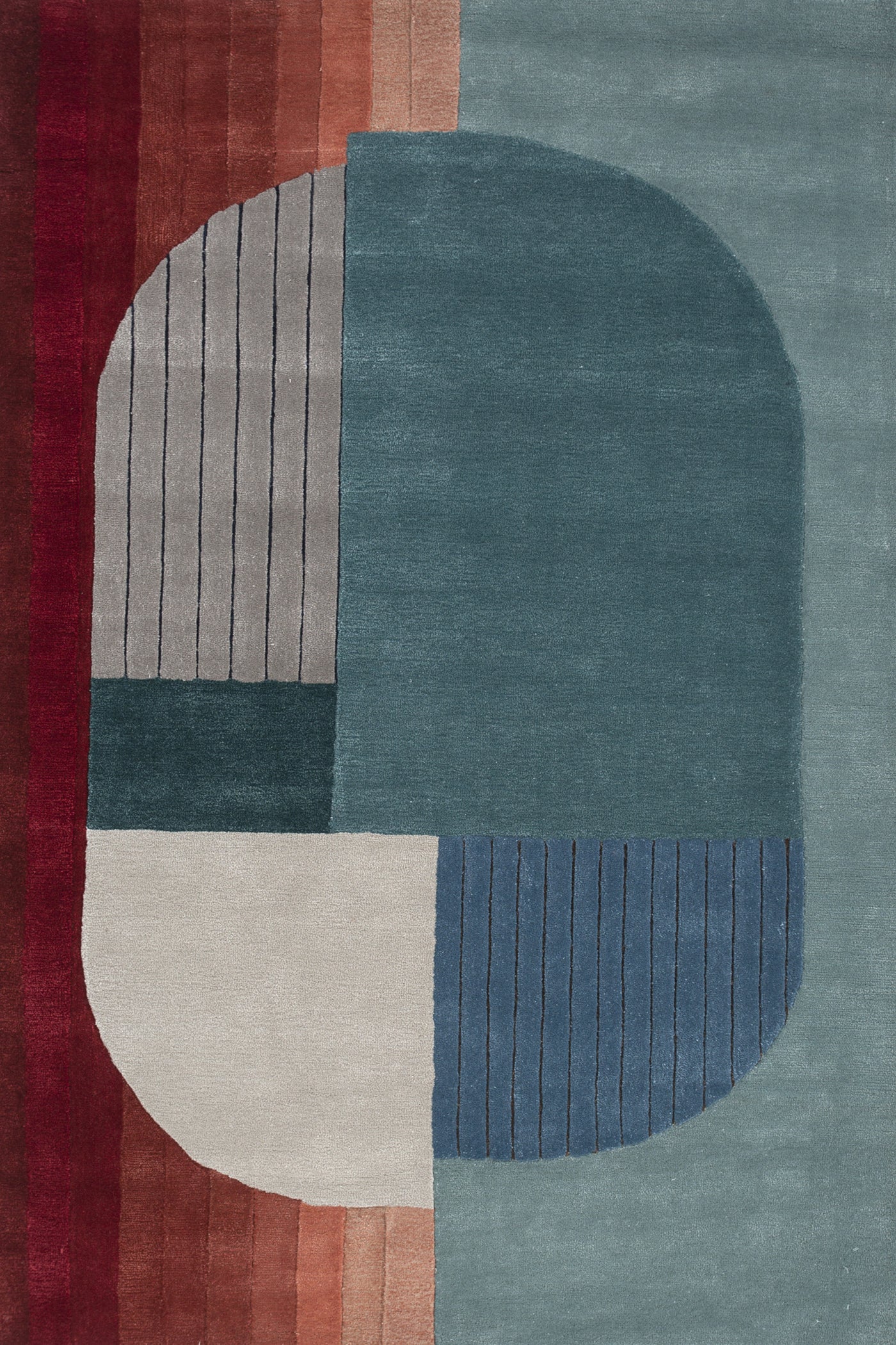 Jaipur Rugs Soft Abstract 5X8 Feet Rug| Light Turquoise & Praline Hand Tufted Rug Carpet For Living Room