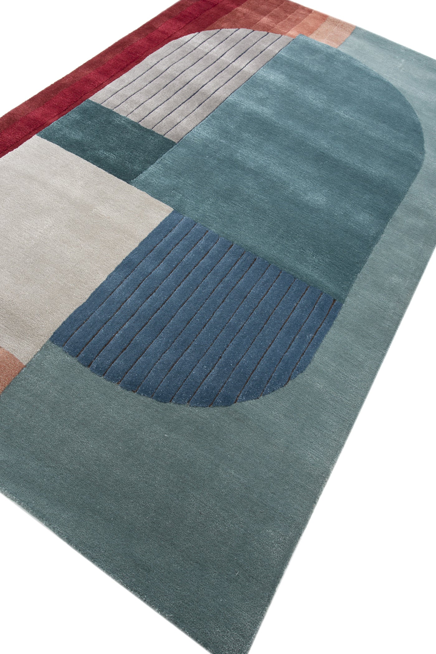 Jaipur Rugs Soft Abstract 5X8 Feet Rug| Light Turquoise & Praline Hand Tufted Rug Carpet For Living Room