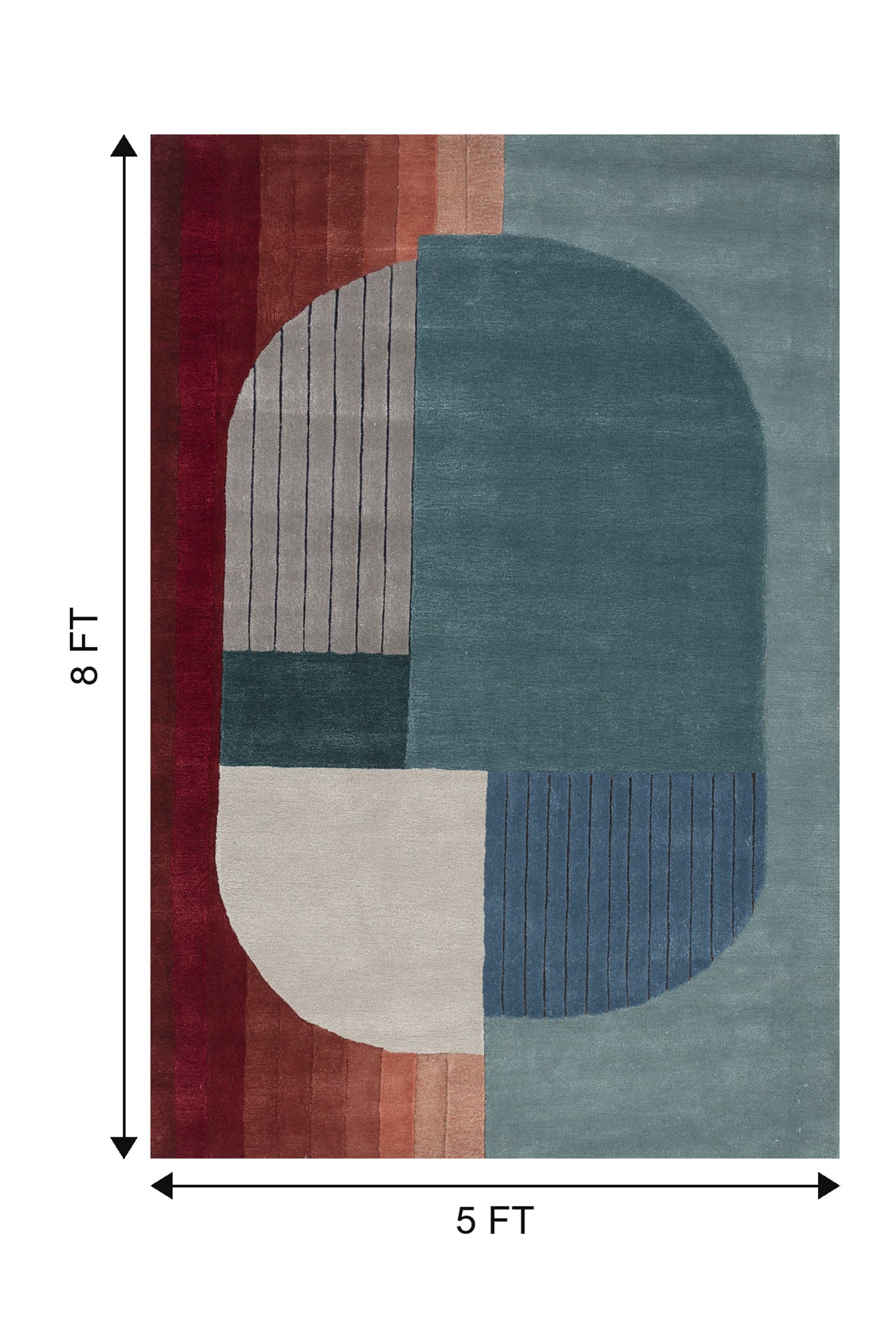 Jaipur Rugs Soft Abstract 5X8 Feet Rug| Light Turquoise & Praline Hand Tufted Rug Carpet For Living Room