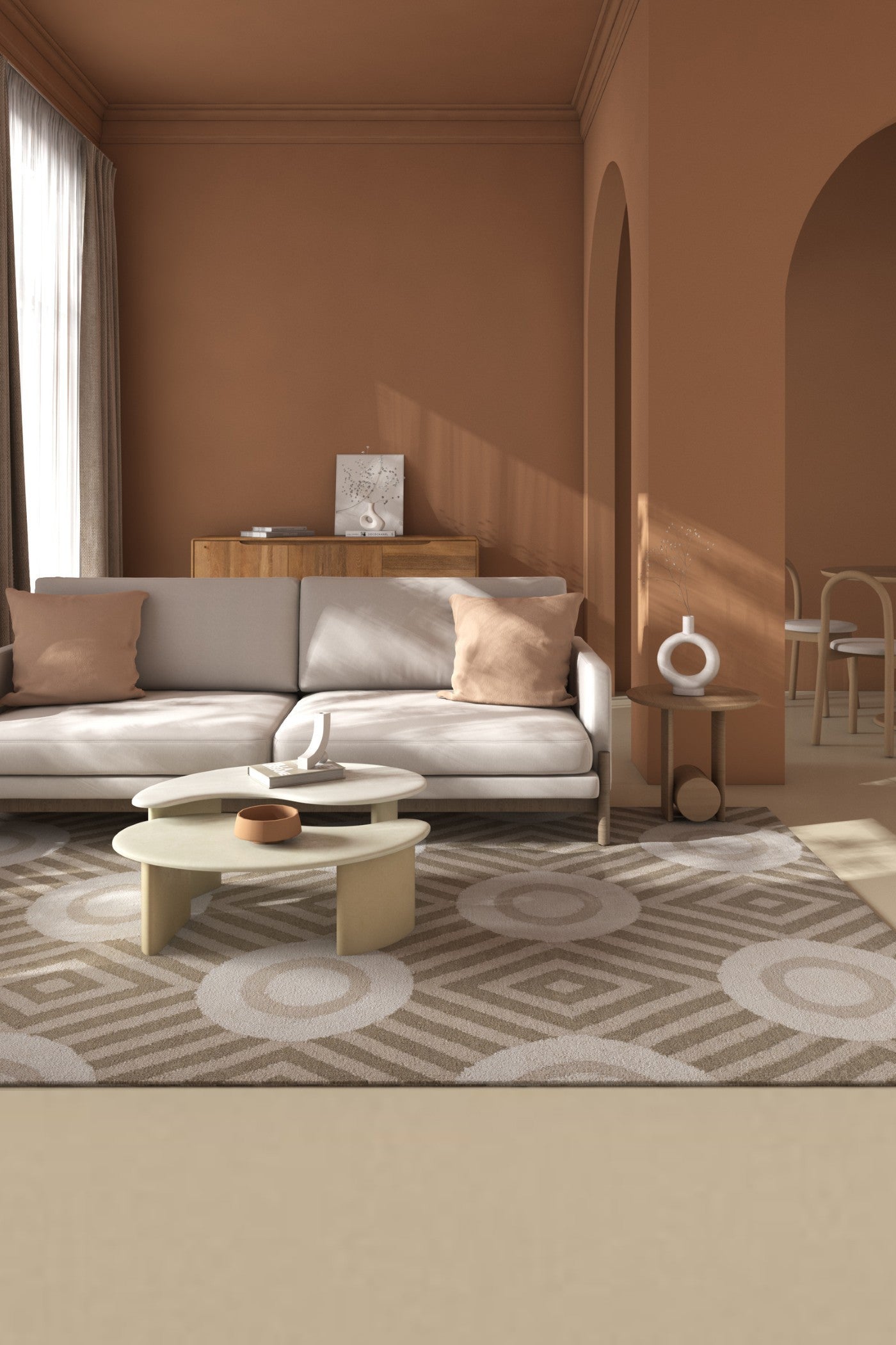 Jaipur Rugs Soft Modern Geomatric 5X8 Feet Rug| Soft Gold & Gold Hand Knotted Dhurrie Carpet For Living Room