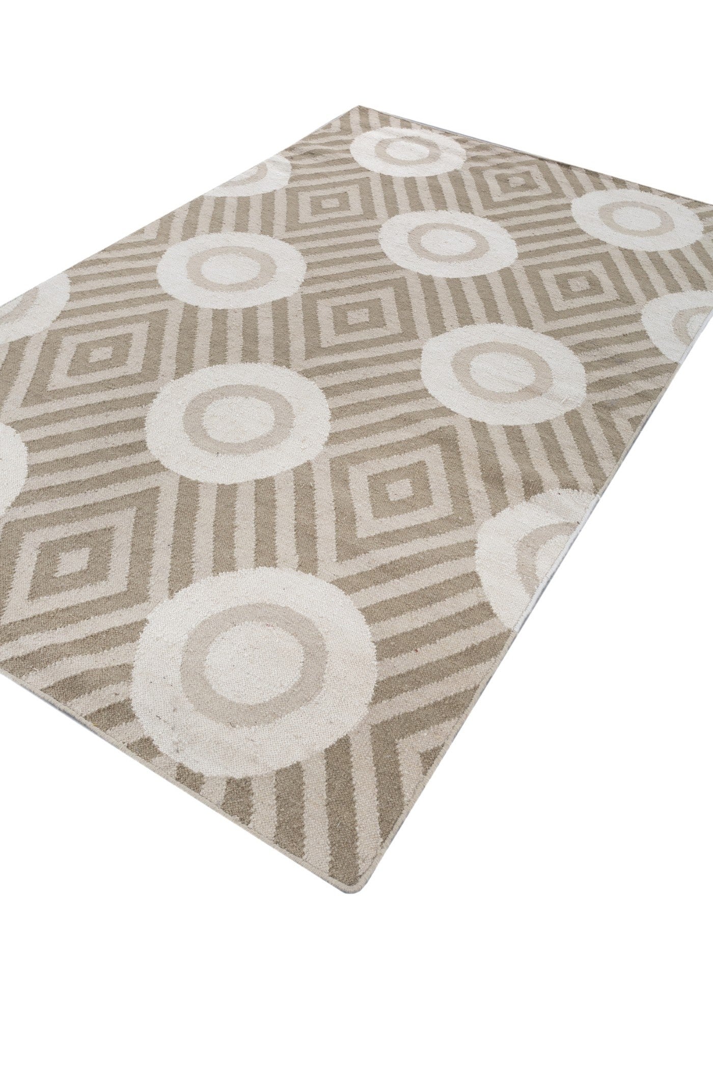 Jaipur Rugs Soft Modern Geomatric 5X8 Feet Rug| Soft Gold & Gold Hand Knotted Dhurrie Carpet For Living Room