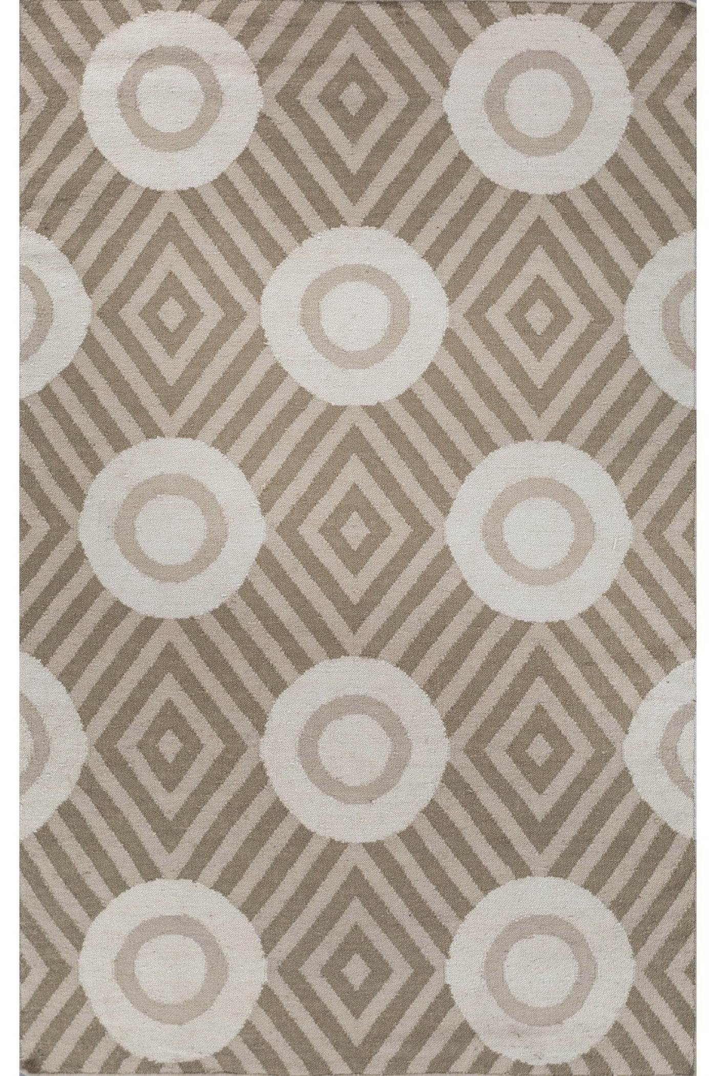 Jaipur Rugs Soft Modern Geomatric 5X8 Feet Rug| Soft Gold & Gold Hand Knotted Dhurrie Carpet For Living Room