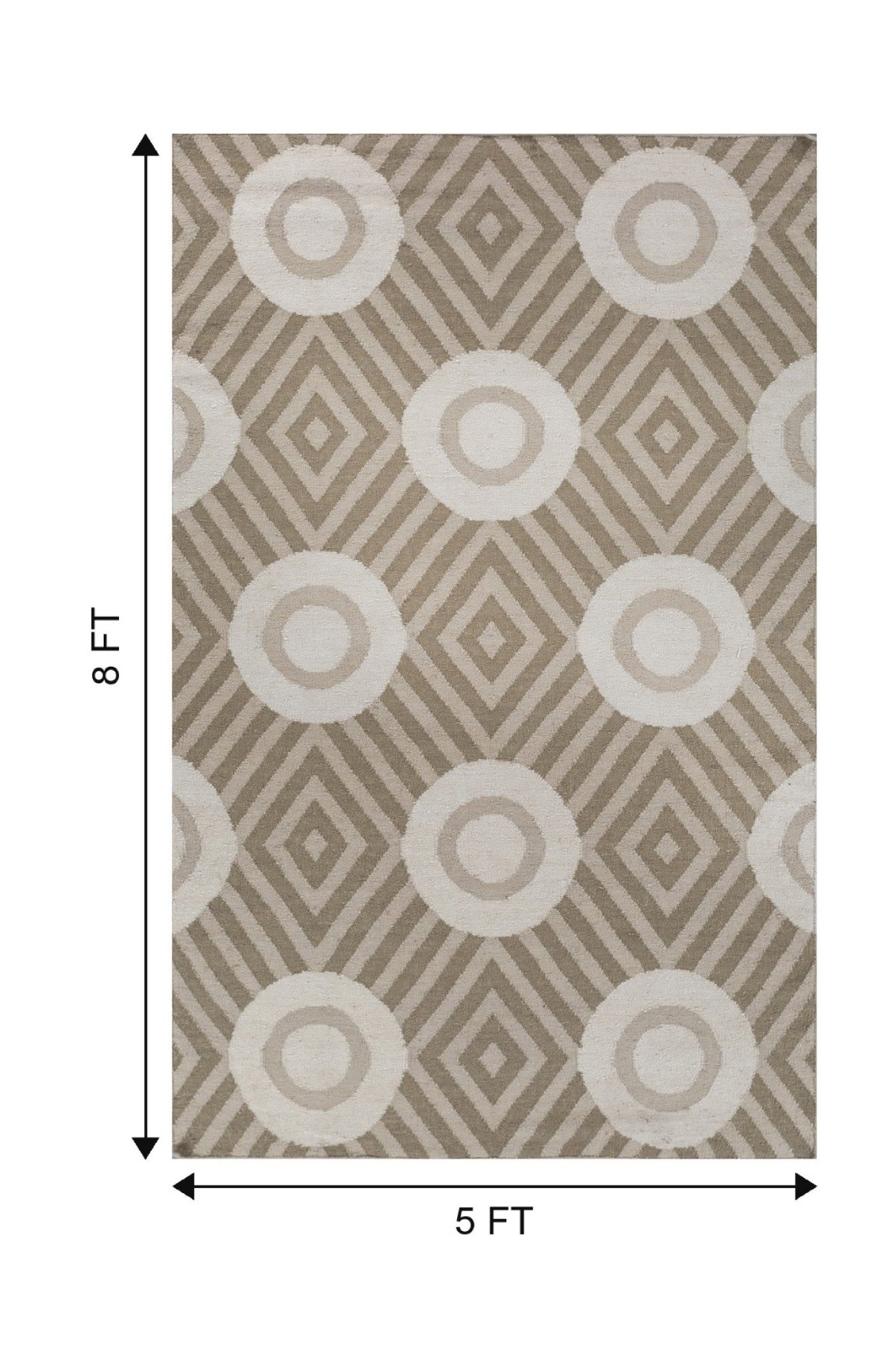 Jaipur Rugs Soft Modern Geomatric 5X8 Feet Rug| Soft Gold & Gold Hand Knotted Dhurrie Carpet For Living Room