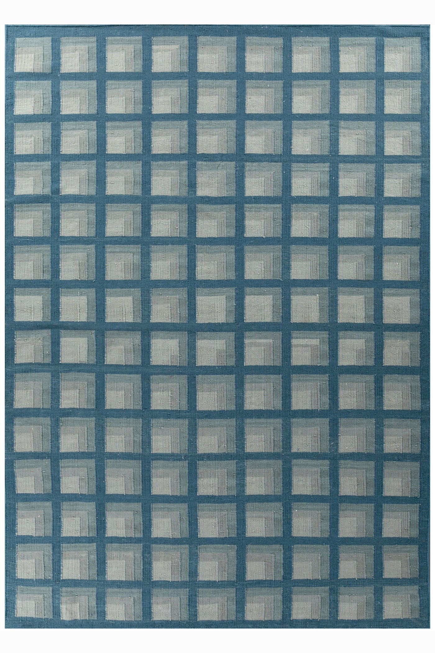 Jaipur Rugs Soft Checkered 6X9 Feet Rug| Capri & Aruba Blue Hand Knotted Dhurrie Carpet For Living Room